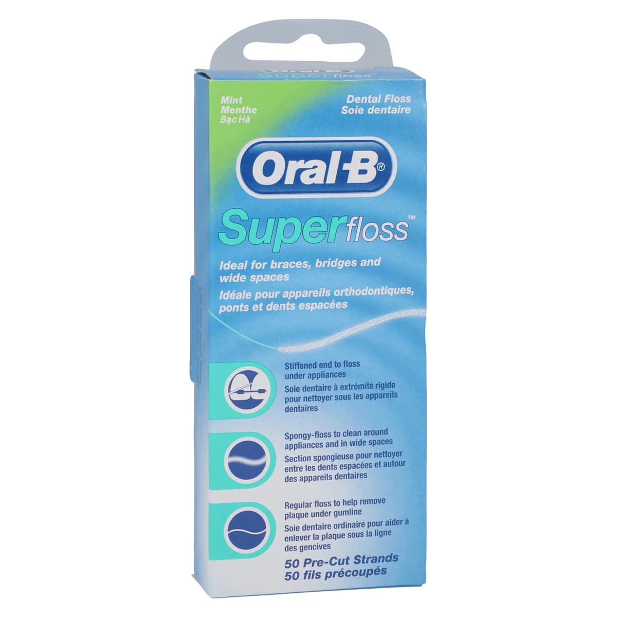 Oral-B Super Floss Office Pack, Mint, Pre-Cut Strands, 50/Box, 24 Boxes/Case, 80721154 - Super Floss Mint Office Pack 50Bx - 24Bx/Cs - Image 1