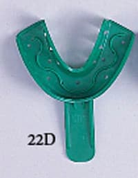 GC America COE Disposable Perforated Spacer Trays, #22D Small Lower, Green, Full Arch, 12/Pk, 252212 - Coe Disposable Perforated Spacer Trays, # 22D, Small Lower, 12/Pk, 252212 - Image 1