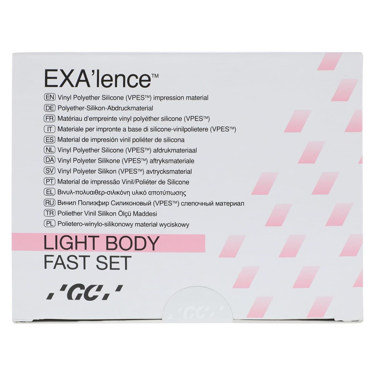 EXA'lence VPES Impression Material Refill, Light Body, Fast Set, 48 mL Cartridges, Pink, 4/Pkg with 12 Mixing Tips, GC America, 137304 thumbnail 2