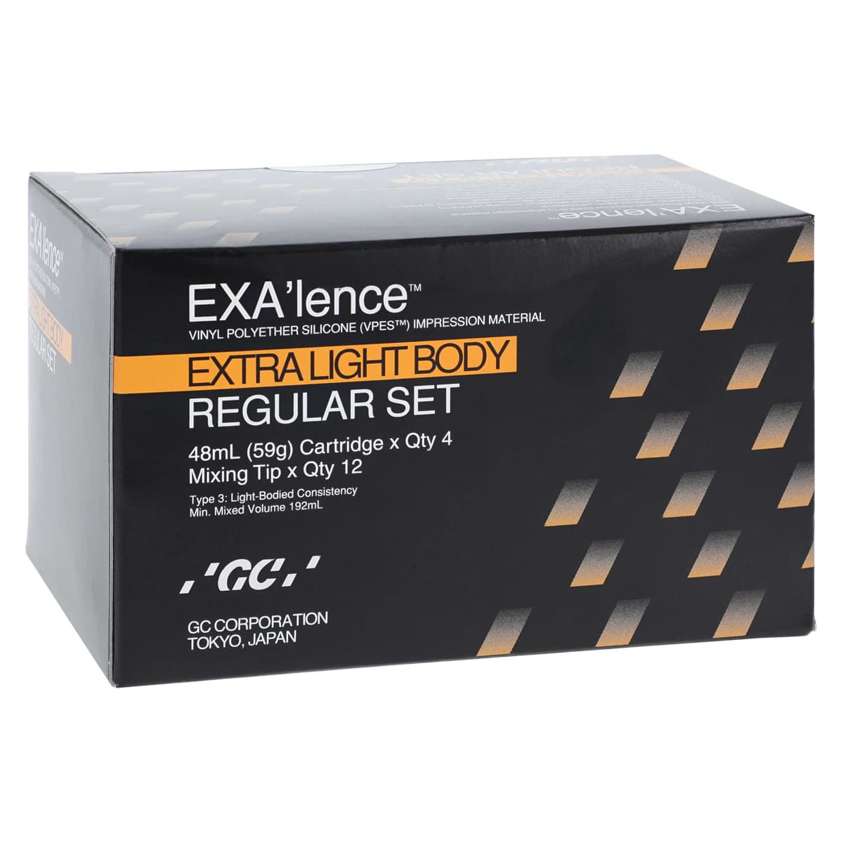 GC America EXA'lence VPES Impression Material Refill, Extra Light Body, Regular Set, 48 mL Cartridges, Yellow, 4/Pk with 12 Mixing Tips, 137224 - GC America - EXAin.lence Refill - REGULAR SET (48 mL) - Extra Light Body (Yellow) - Image 1