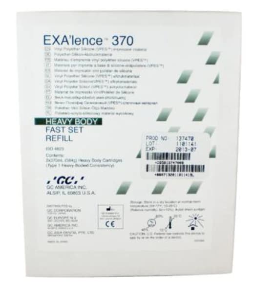 EXA'lence VPES Impression Material, Heavy Body, Fast Set, Refill Without Tips, 370 mL Cartridge, Hunter Green, 2/Pk, 137470 - Exa'Lence 370Ml Fast Heavy Refill - Image 1