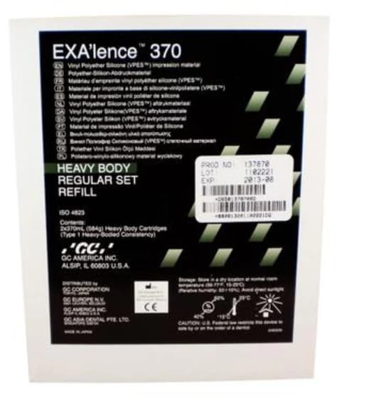 EXA'lence VPES Impression Material, Heavy Body, Regular Set, 370 mL Cartridge Refill, 2/Pkg, 137870 - EXALENCE 370ML HEAVY REG. REFILL PK/2 - Image 1