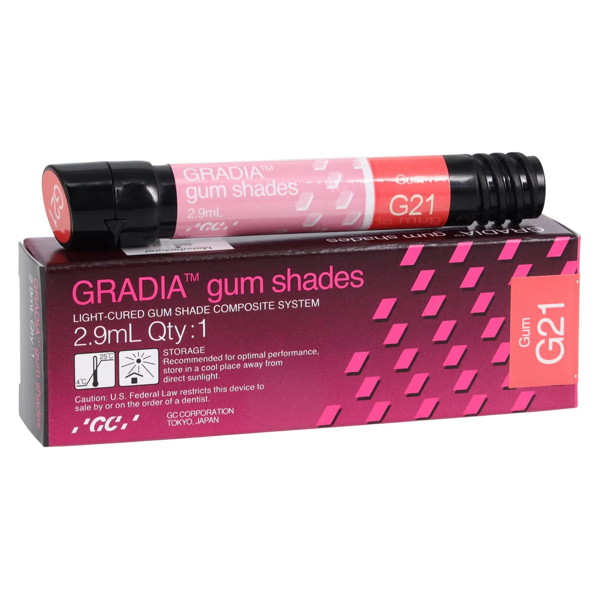 GC Gradia Gum Light-Cure Gingival Composite, G21, 2.9 mL Syringe, Refill, 001895 - Gradia® Indirect Restoration System 2.9 mL Syringe Gum G21 Each - Image 1
