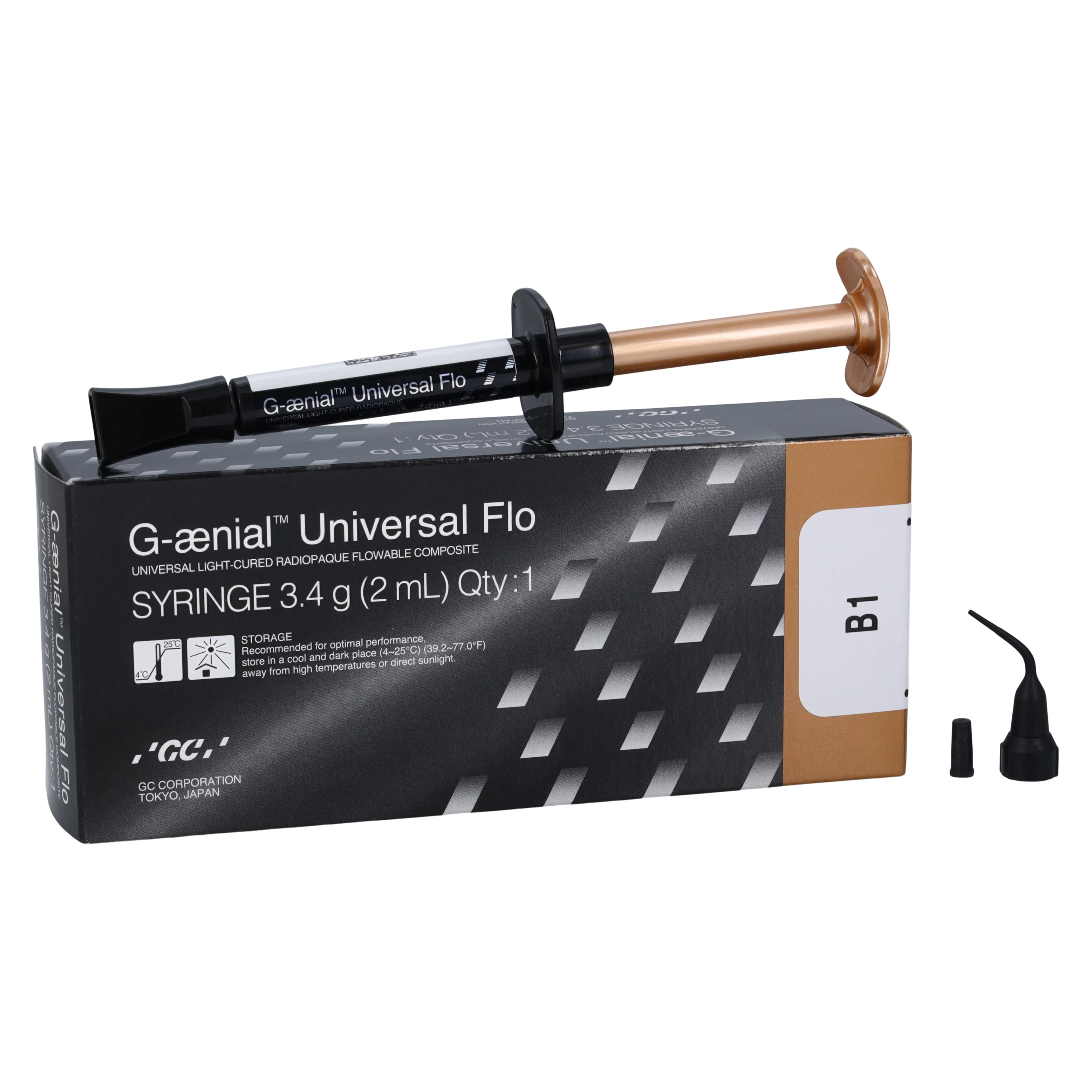 G-ænial Universal Flo Flowable Composite, Light-Cure, Shade B1, 3.4 g Syringe Refill with Tips, 1/Pk, 004207 - G-aenial Universal Flo, Light-Cure, Syringe Refill, 3.4 g, B1, 1/Pk, 004207 - Image 1