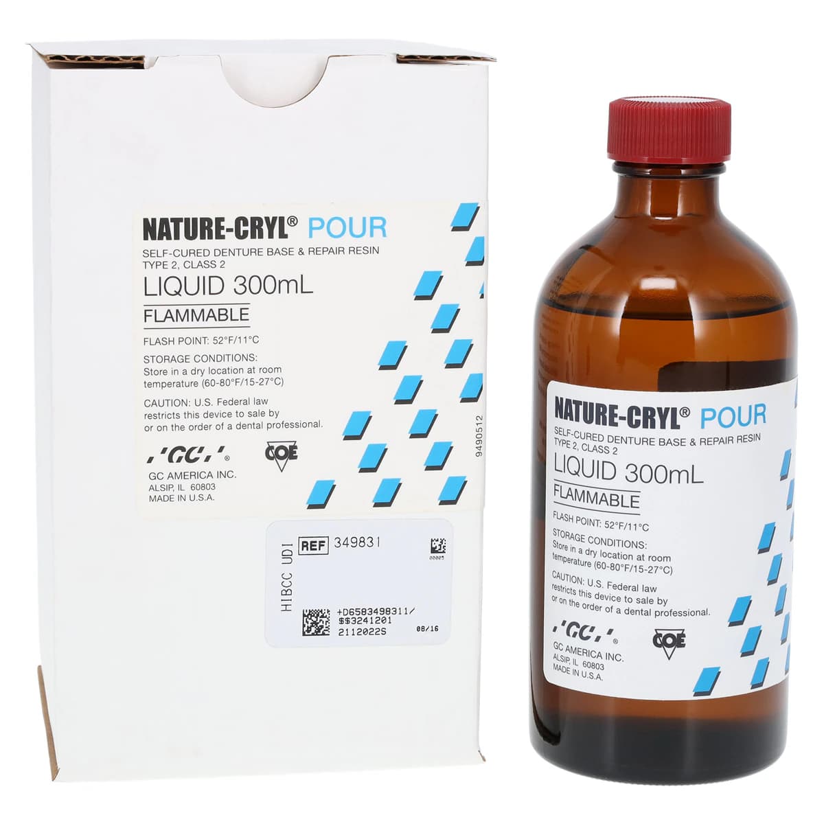 Nature-Cryl Pour Liquid Denture Resin, Acrylic Pour Base & Repair, Self Cure, 300 mL Bottle, 349831 - Nature-Cryl 349831 Acrylic Pour Base & Repair Denture Resin - Image 1