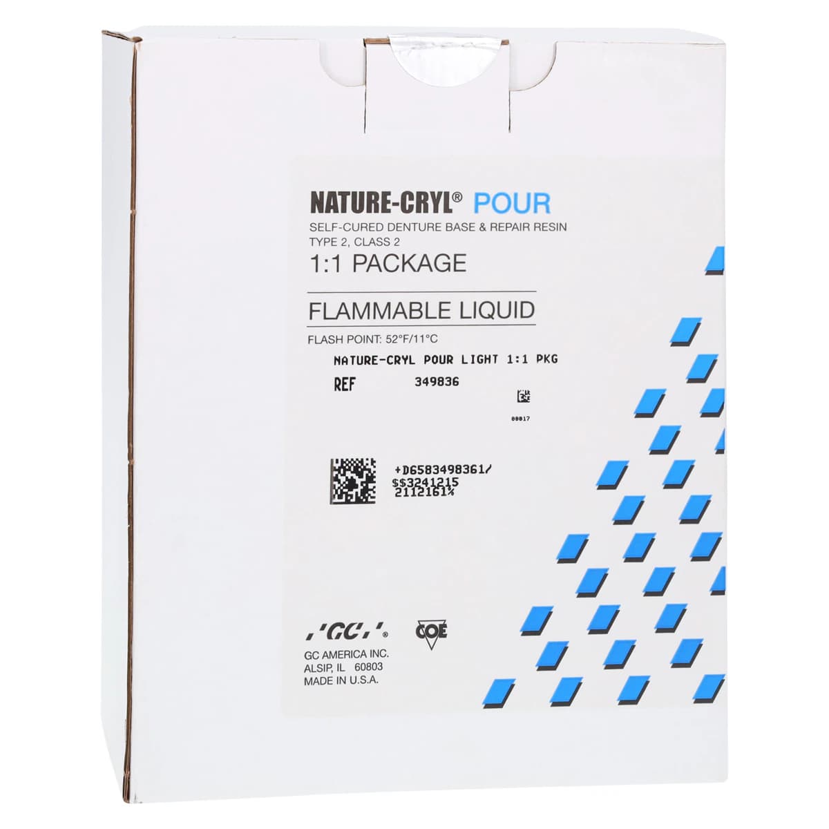 GC America Nature-Cryl Pour Light 1:1 Package, Self-Cure Pour-Type Denture Acrylic Resin, 1 lb Powder & 300 mL Liquid - GC America - NATURE-CRYL POUR 1:1 Packages - Light - Image 1