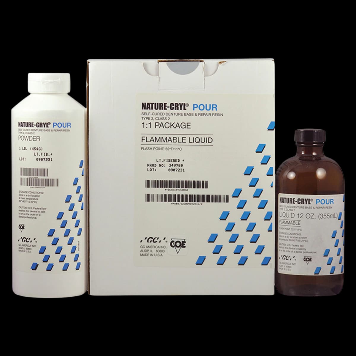 GC America Nature-Cryl Pour Clear 1:1 Package, 1 lb Powder & 300 mL Liquid, 349839 - GC America - NATURE-CRYL POUR 1:1 Packages - Clear - Image 1