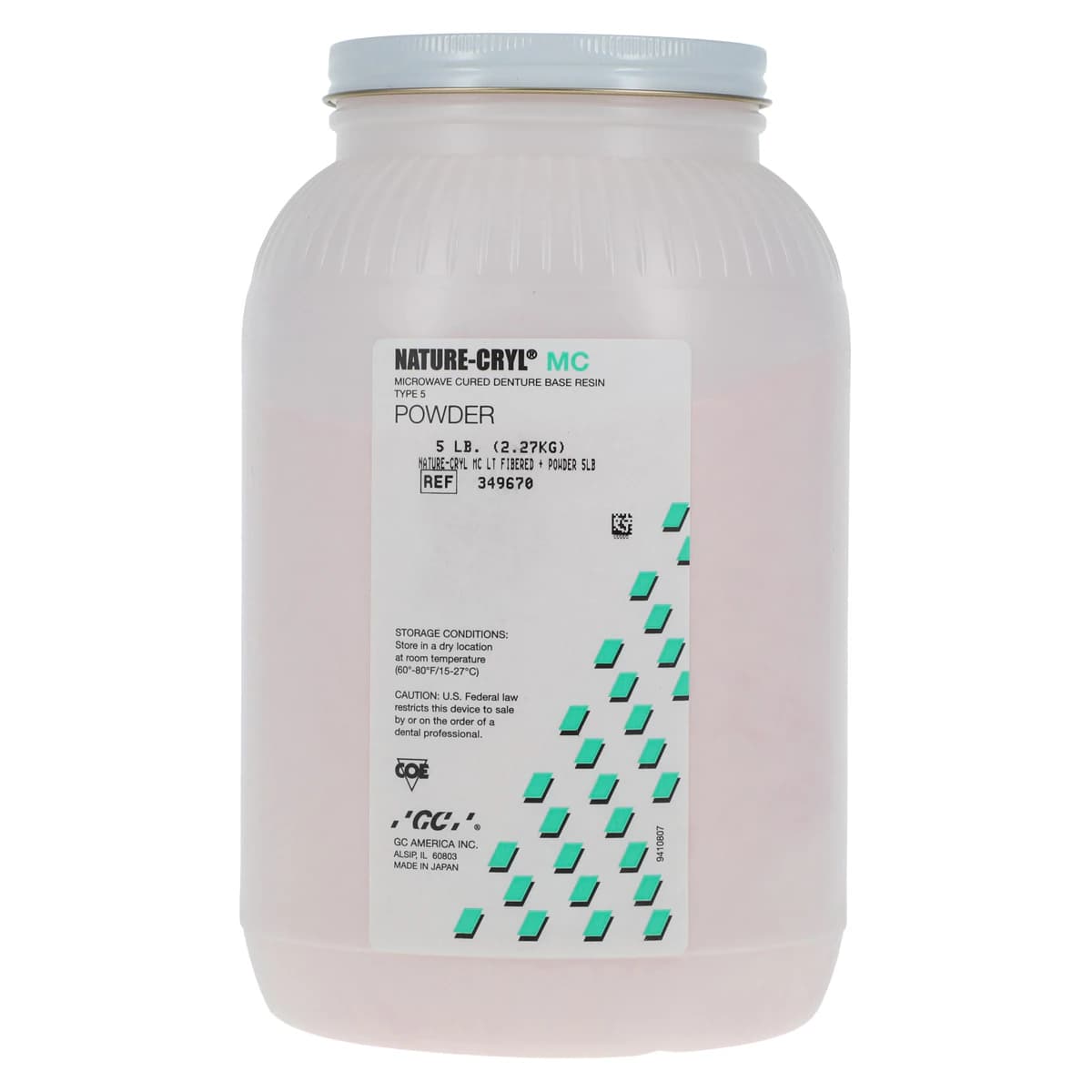 GC America Nature-Cryl MC Microwave-Cured Denture Base Resin Powder, COE Light Fibered+ Shade, 5 lb Package thumbnail 3