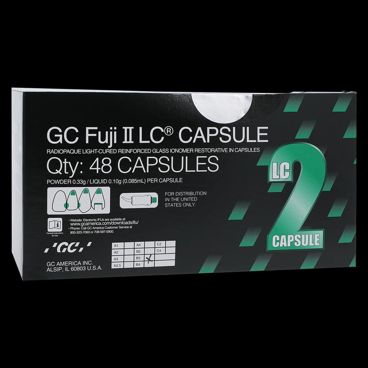 GC Fuji II LC Light-Cured Resin-Reinforced Glass Ionomer Restorative Capsules, Shade B3, 0.10 mL, 48/Box, 425007 - GC Fuji II LC Capsules 48/Box - Image 1