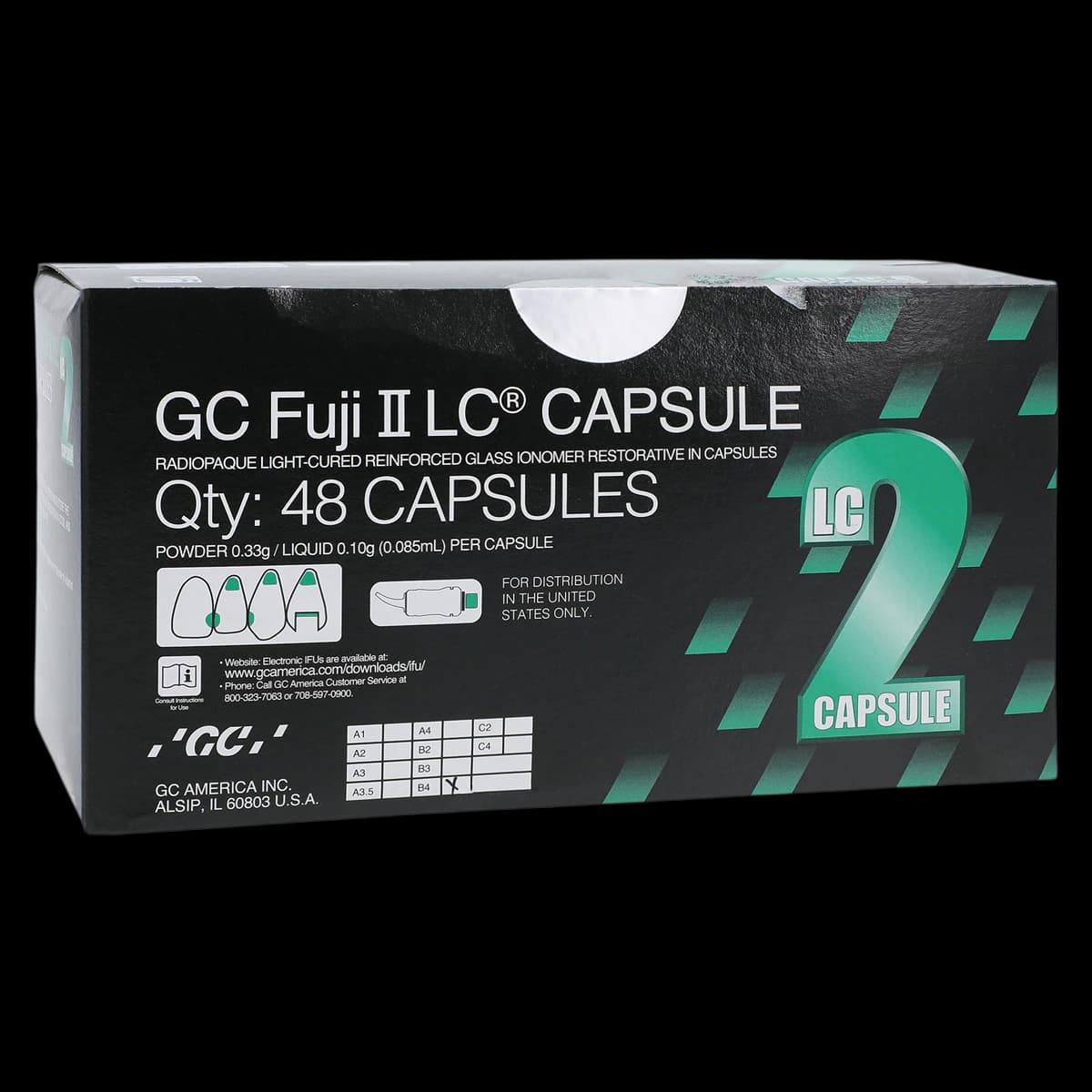 GC Fuji II LC Light-Cured Resin-Reinforced Glass Ionomer Restorative Capsules, Shade B4, 0.10 mL, 48/Box, 425008 - GC Fuji II LC Capsules 48/Box - Image 1