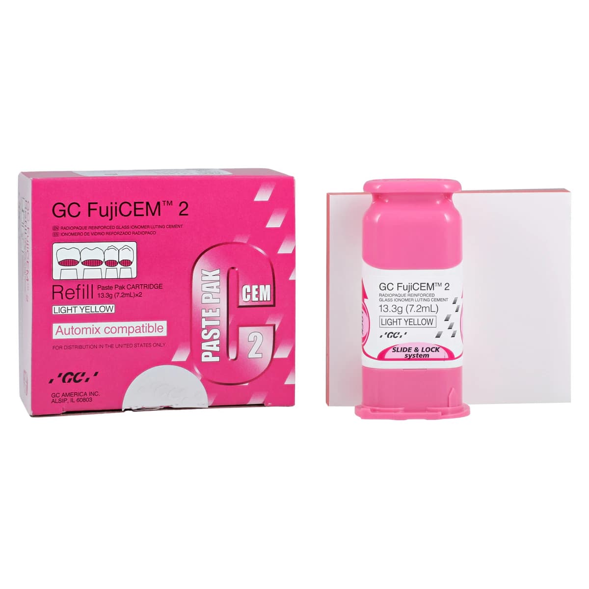 GC FujiCEM 2 Glass Ionomer Luting Cement, Automix Paste Pak Refill, 7.2 mL / 13.3 g Cartridges, 2/Pk, 441002 - FujiCEM 2 Glass Ionomer Luting Cement, Automix Paste Pack Refill, 7.2 ml, 2/Pk - Image 1