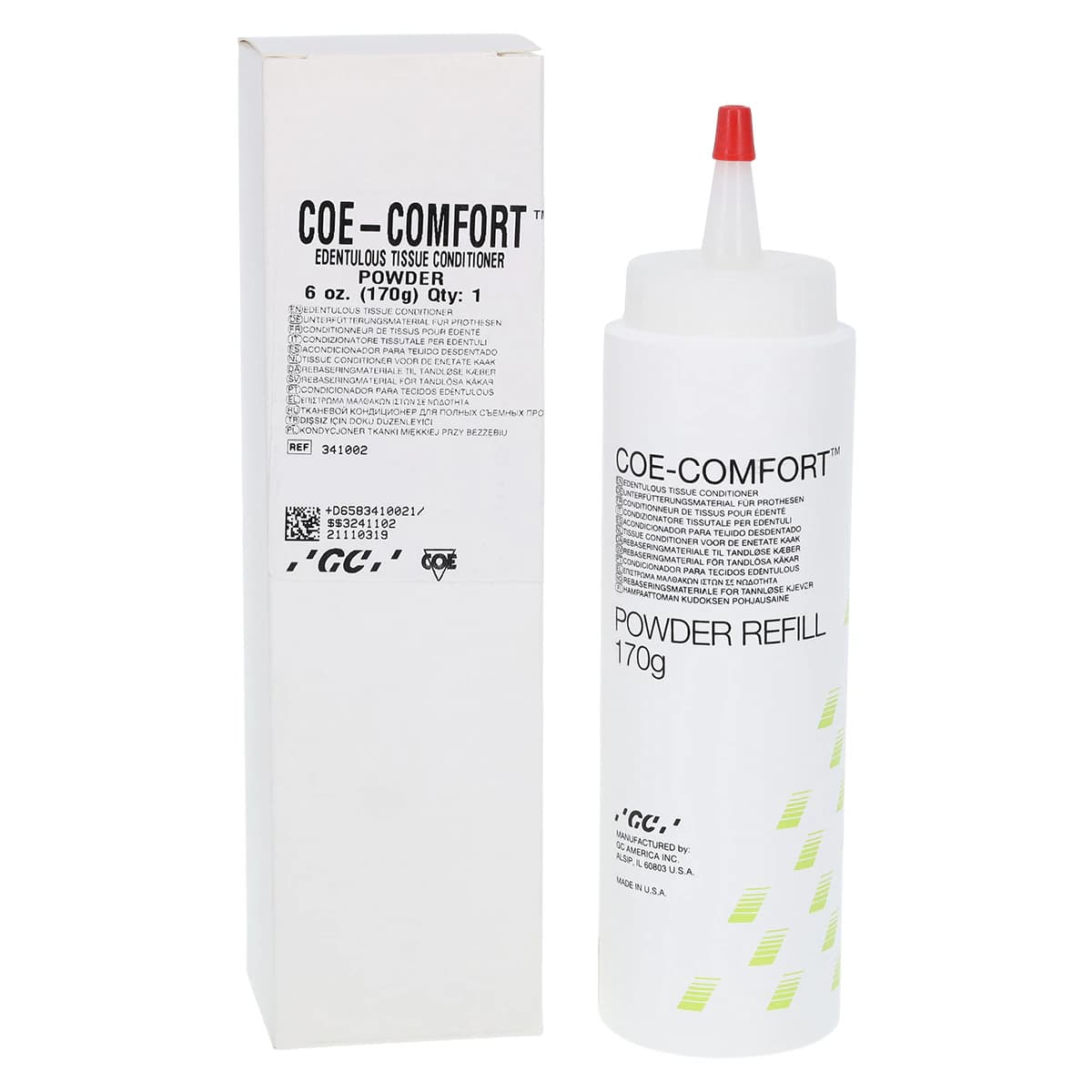 COE-COMFORT Self-Curing Chairside Edentulous Tissue Conditioner, Powder Refill, 6 oz, 341002 - COE-COMFORT Powder 6oz - Image 1