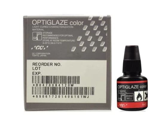 GC America OptiGlaze Color Red, Light-Cured Nano-Filled Characterization Coating, 2.6 mL Bottle, #8423 thumbnail 2