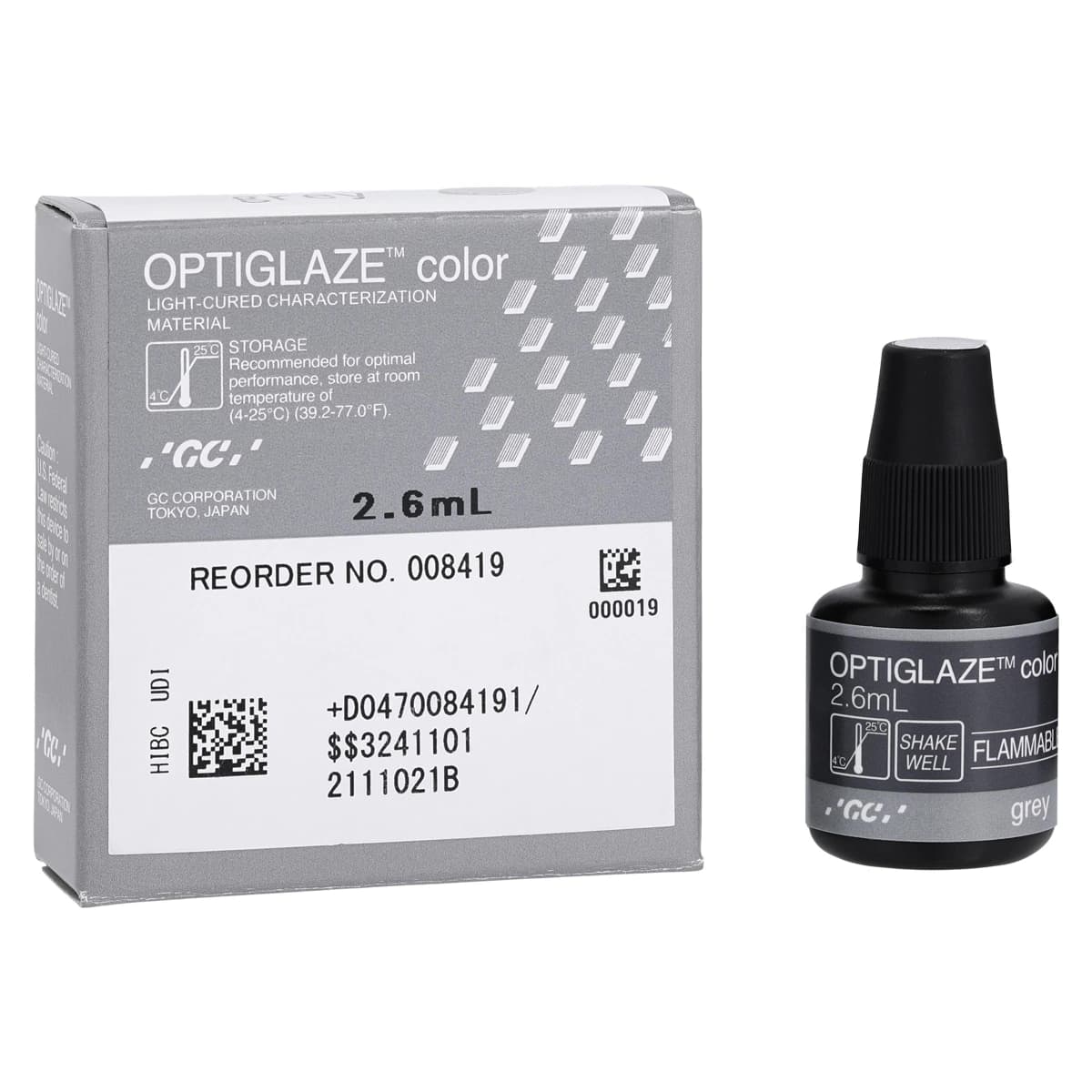 GC America OptiGlaze Color Light-Cured Characterization Coating, Grey, 2.6 mL Bottle, #008419 thumbnail 2