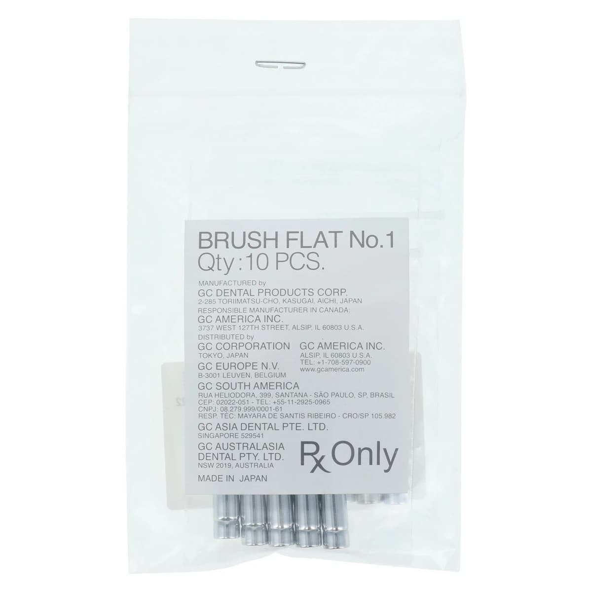 GC America OptiGlaze Ceramist Brush, No. 1 Flat, 10/Pkg, 001534 - Gradia Plus, No. 1 Flat Brush, 10/Pkg., 001534 - Image 1