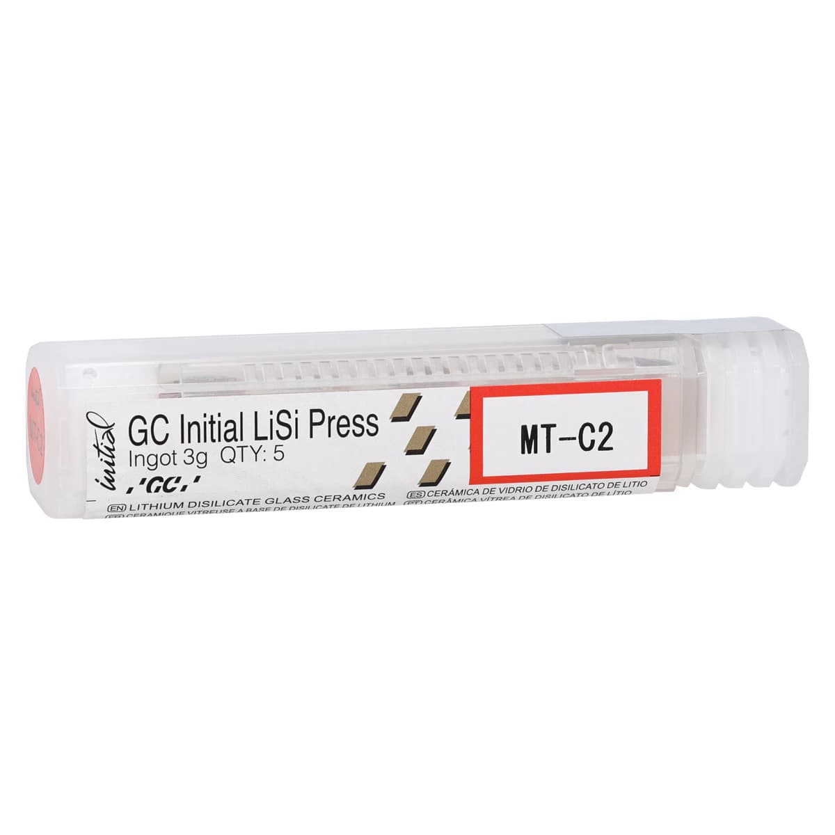 GC Initial LiSi Press Lithium Disilicate Ingot, Shade MT-C2, 3g, 5/Pk - Initial LiSi Press MT-C2 3g (5) - Image 1
