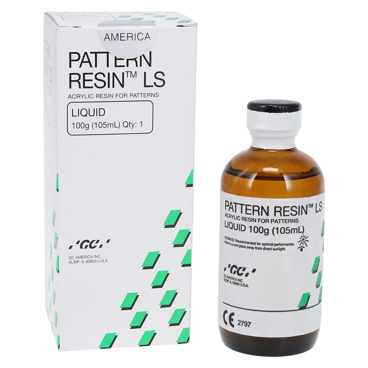 GC America Pattern Resin LS Self-Curing Acrylic Die Material, Liquid Refill, 100 g / 105 mL, 335203 - Pattern Resin LS Liquid 100gm 335203 - Image 1