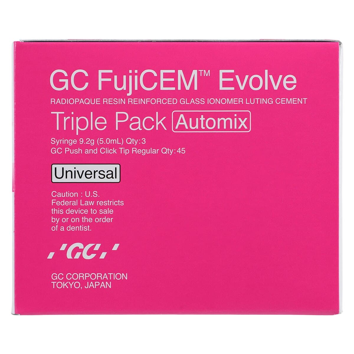 GC FujiCEM Evolve Resin-Reinforced Glass Ionomer Luting Cement, Automix Triple Pack, 9.2 g Syringes, 3/Pk, 012950 thumbnail 6