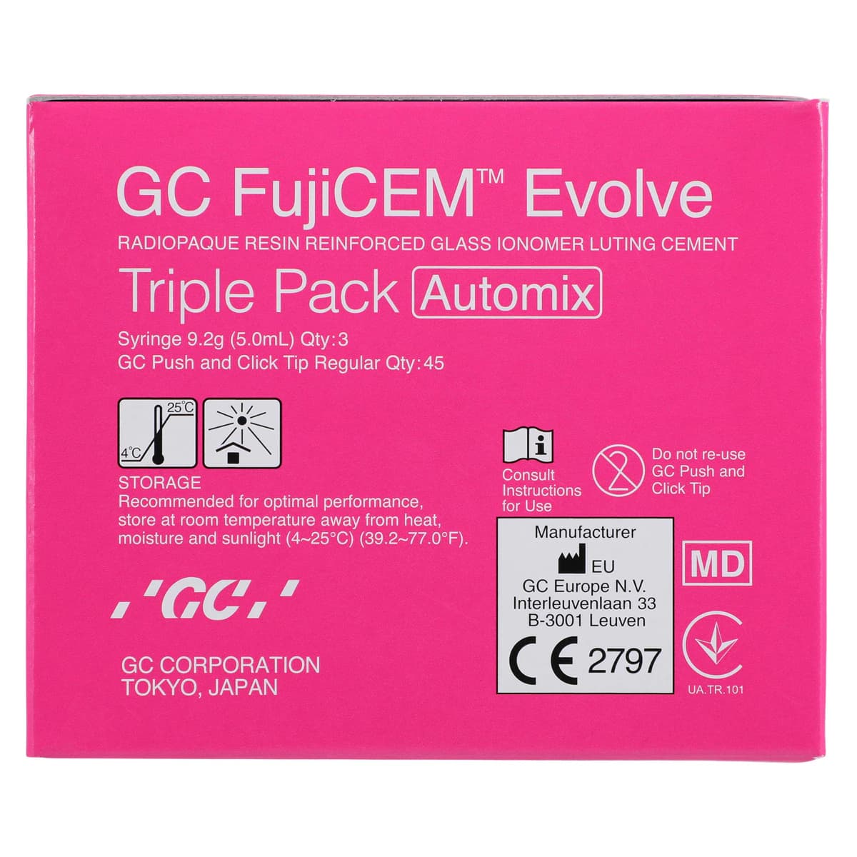 GC FujiCEM Evolve Resin-Reinforced Glass Ionomer Luting Cement, Automix Triple Pack, 9.2 g Syringes, 3/Pk, 012950 thumbnail 7