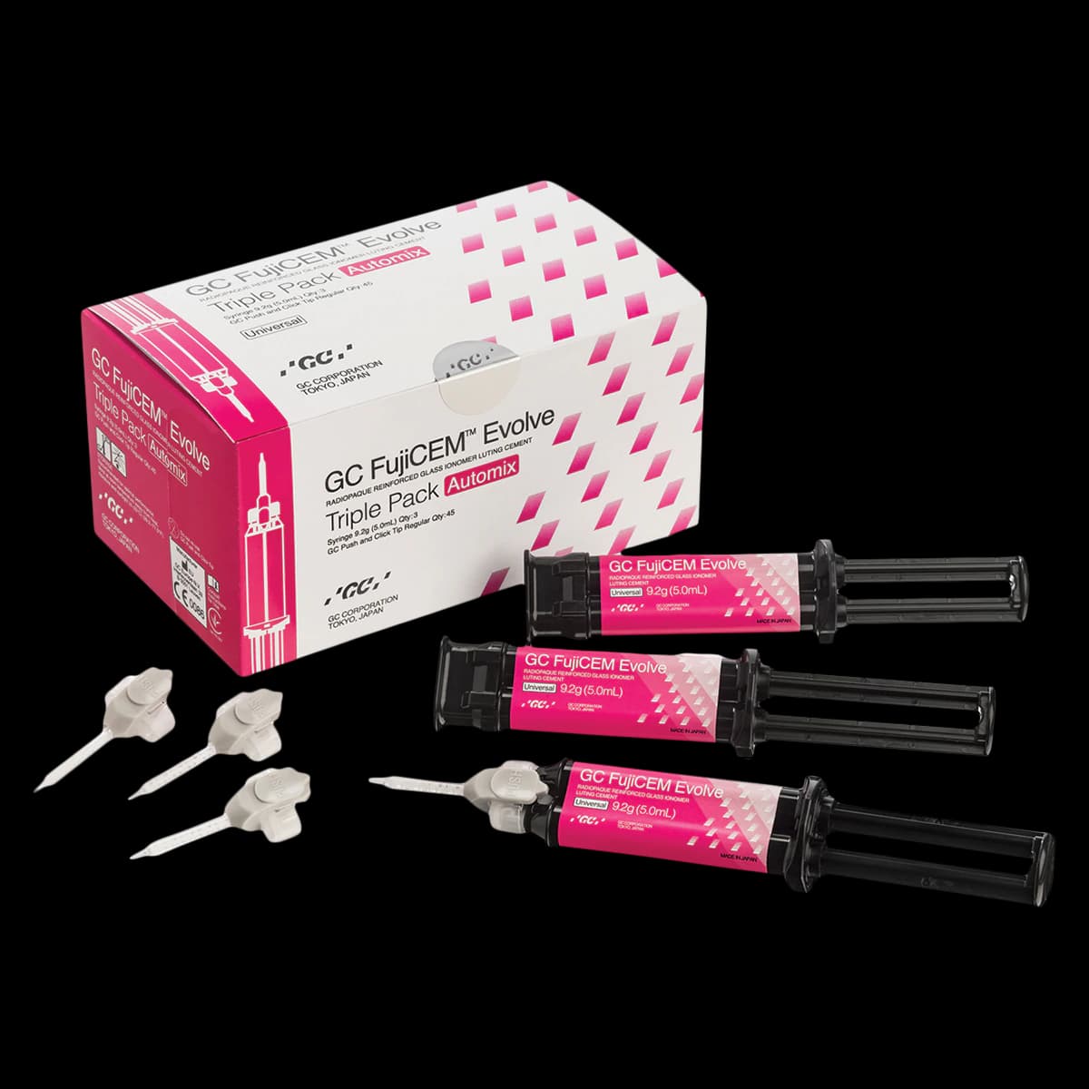 GC FujiCEM Evolve Resin-Reinforced Glass Ionomer Luting Cement, Automix Triple Pack, 9.2 g Syringes, 3/Pk, 012950 thumbnail 2