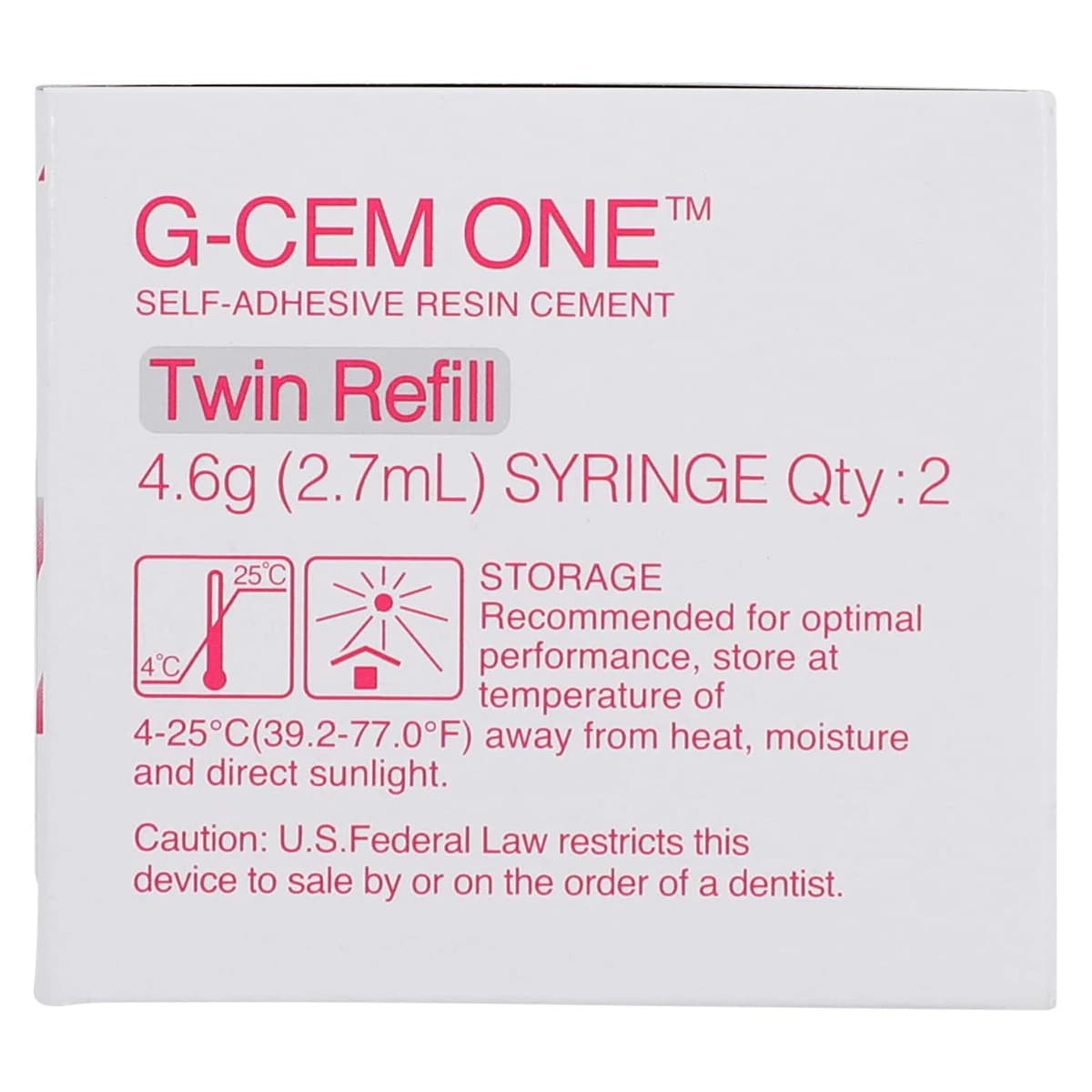 G-CEM ONE Universal Self-Adhesive Resin Cement, Translucent, Twin Refill, 4.6 g Syringes, 2/Pk, 013674 thumbnail 5