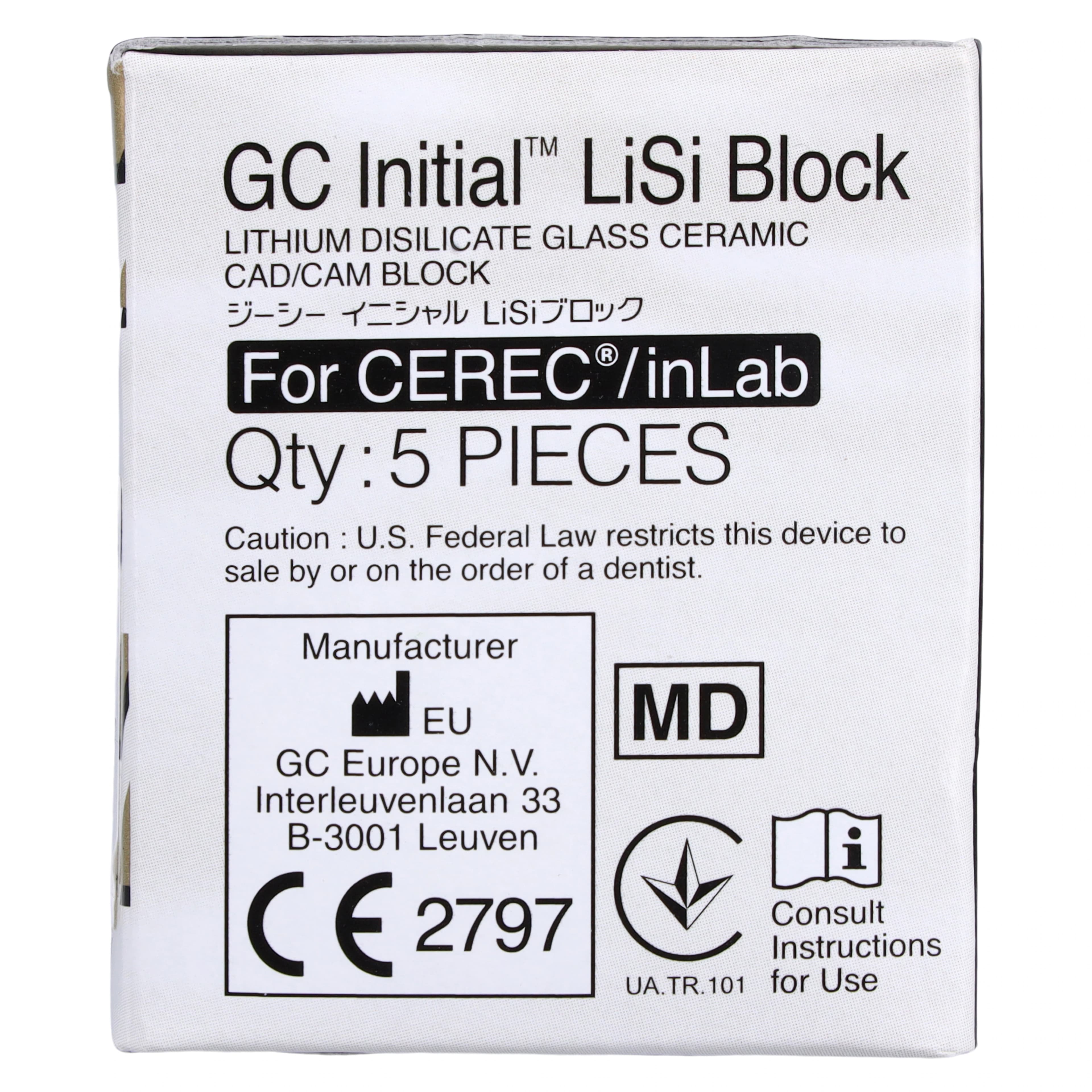 GC Initial LiSi Block 14 for CEREC, High Translucency, Shade A1, 5/Pack, 012927 thumbnail 6