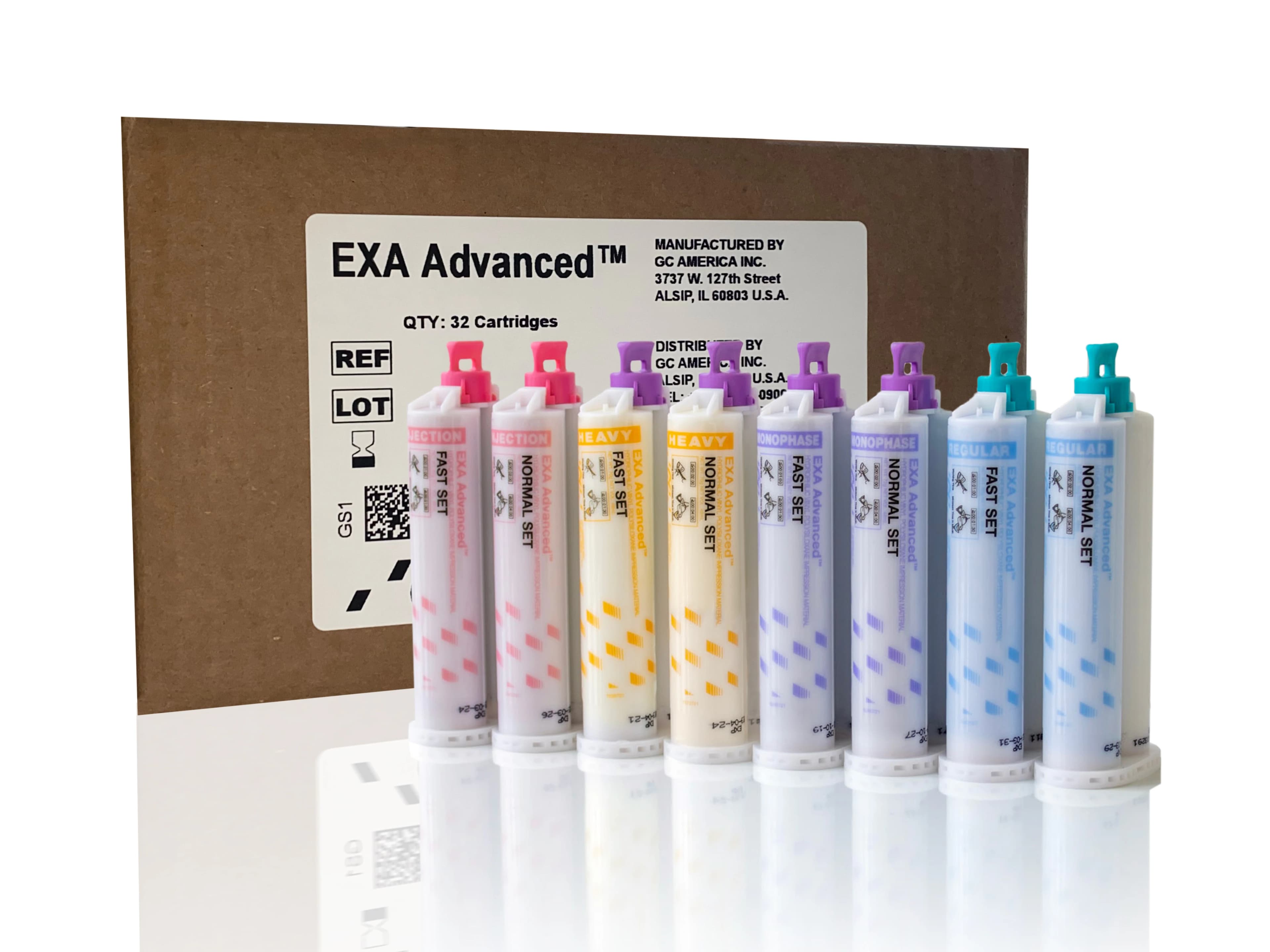 EXA Advanced VPS Injection Fast Set Impression Material, 48 mL Cartridges, Pink, 32/Pack, 139123 - EXA Advanced Injection Fast Set 48mL (32) - Image 1