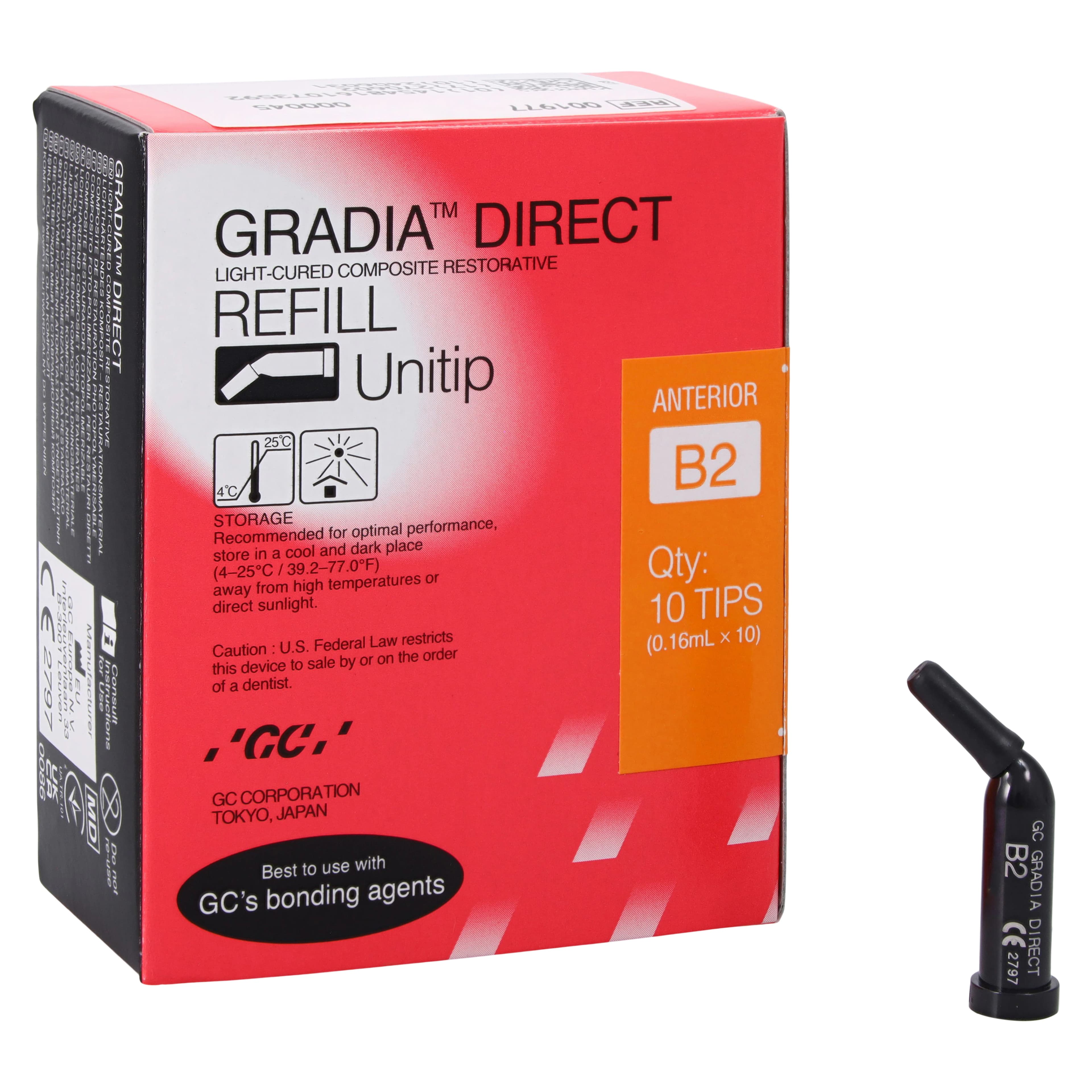 GC Gradia Direct Unitip Refill, Shade B2, 0.16 mL, 10/Pkg, 001977 - Gradia Direct B2 Unitip (10) - Image 1