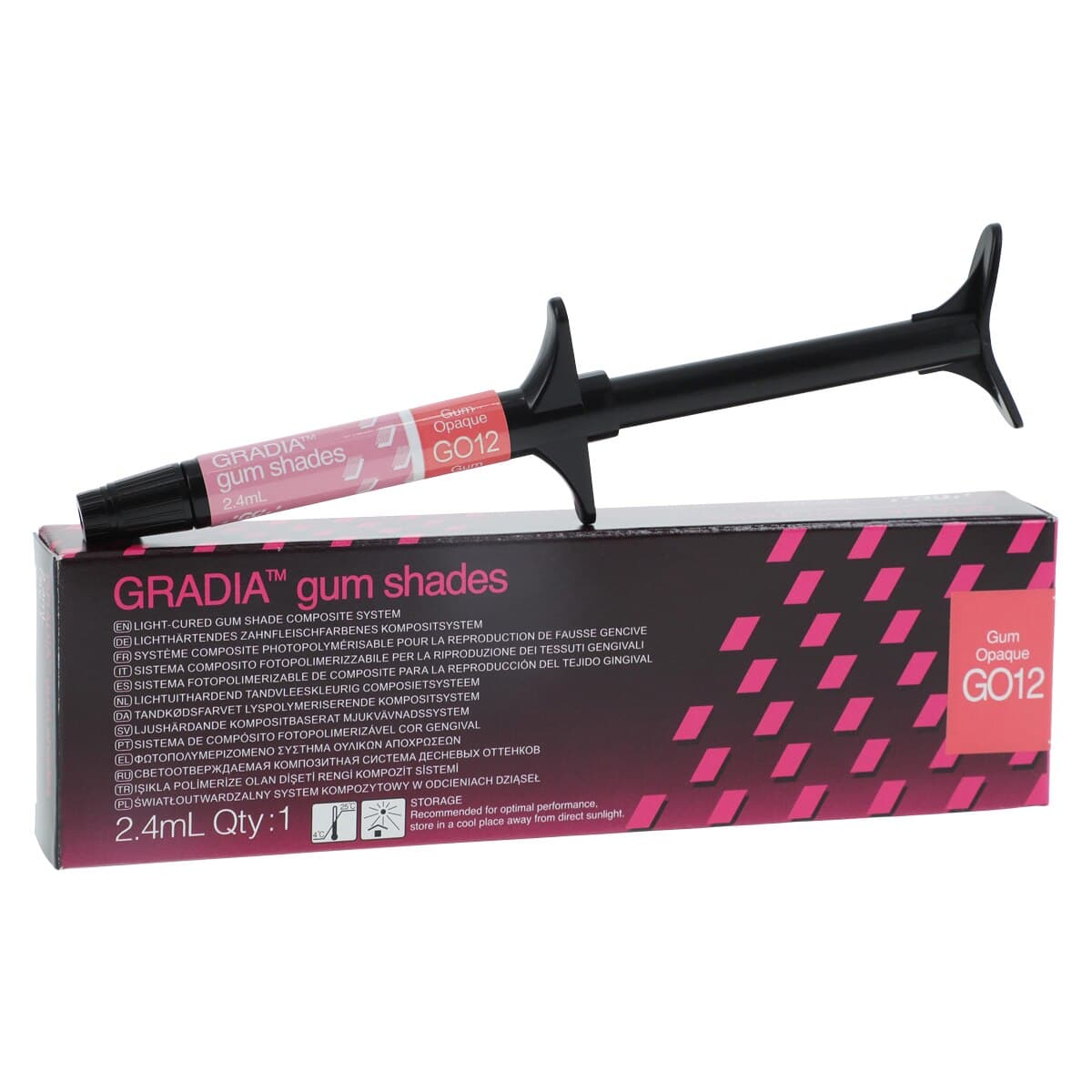 GRADIA Gum Shades Light-Cure Gingival Composite, Opaque GO12, 2.4 ml Syringe Refill, 1/Pk - Gradia Gum Shades, Opaque, 2.4 ml, GO12, 1/Pk - Image 1