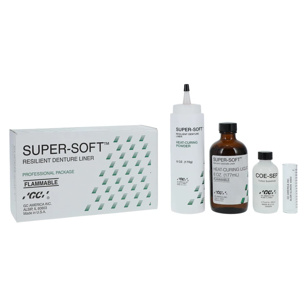 GC America Super-Soft Soft Denture Reline Material, Professional Package, 6 oz Powder & 6 oz Liquid with Mixing Accessories, 348001 thumbnail 2
