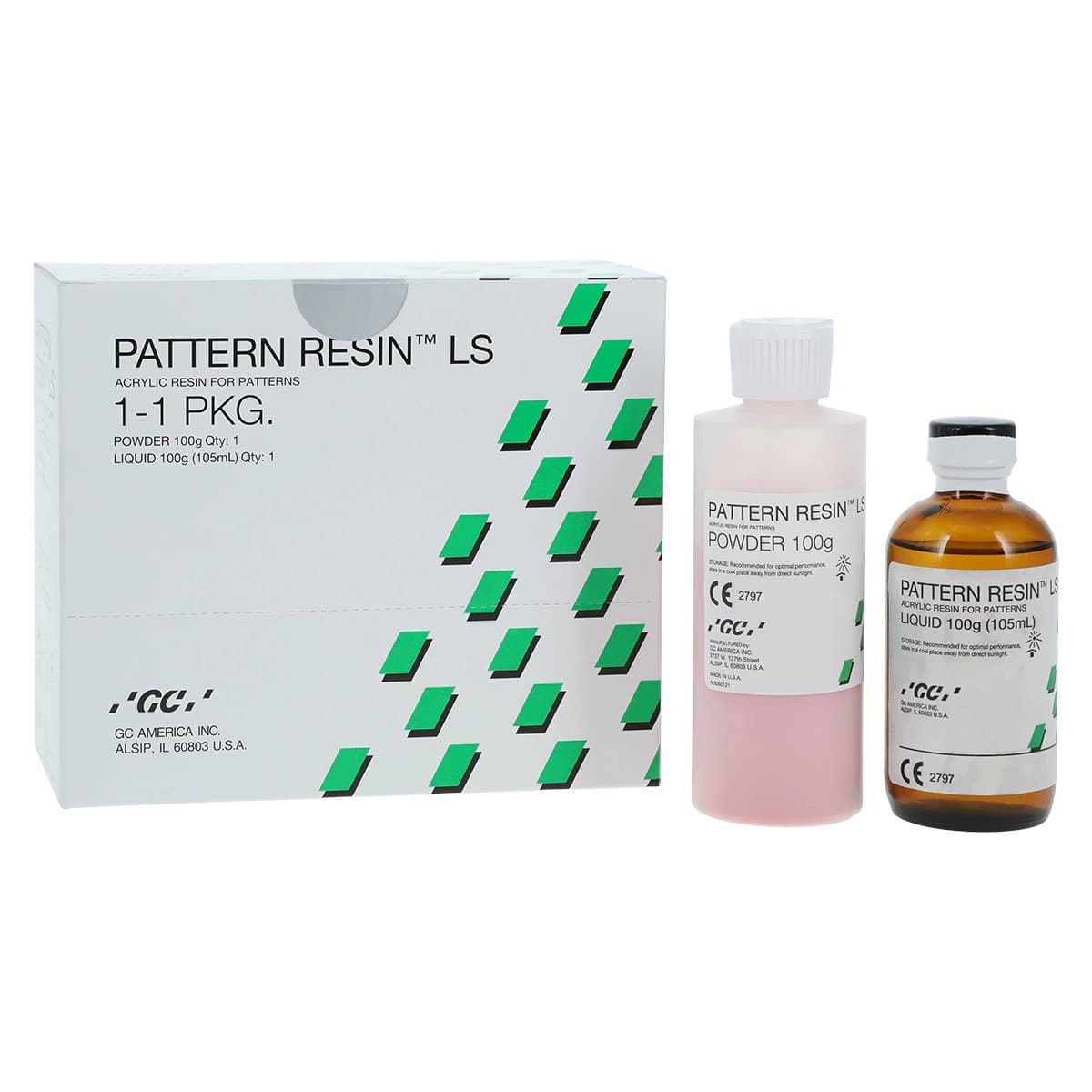 GC America Pattern Resin LS Self-Curing Acrylic Die Material, 1:1 Package, 100 g Powder & 105 mL Liquid, 335201 thumbnail 2