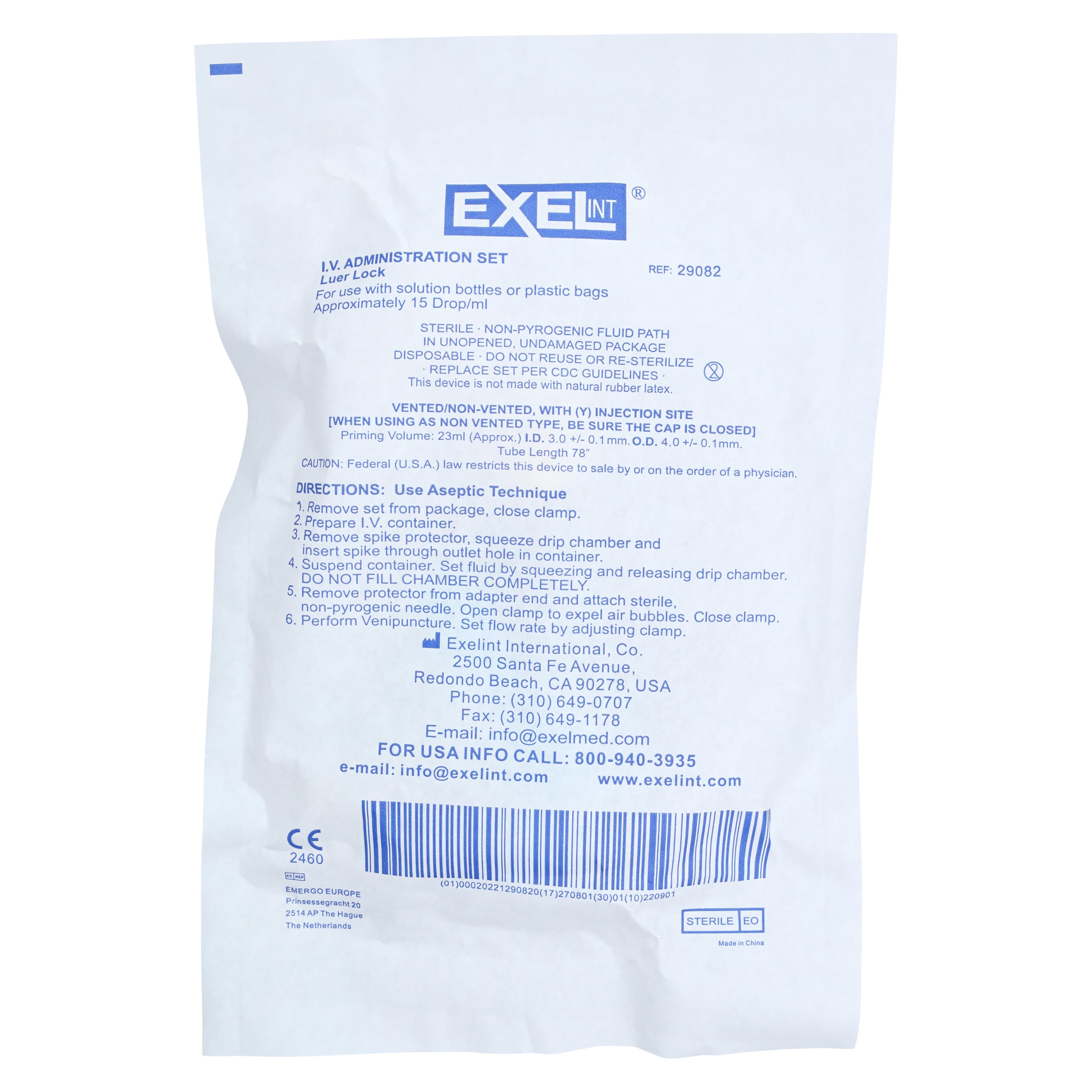 Exel IV Administration Set, Y-Injection Site, 15 Drops/mL, Luer Lock, 78" Tube, Vented/Non-Vented Spike, 50/Case thumbnail 3