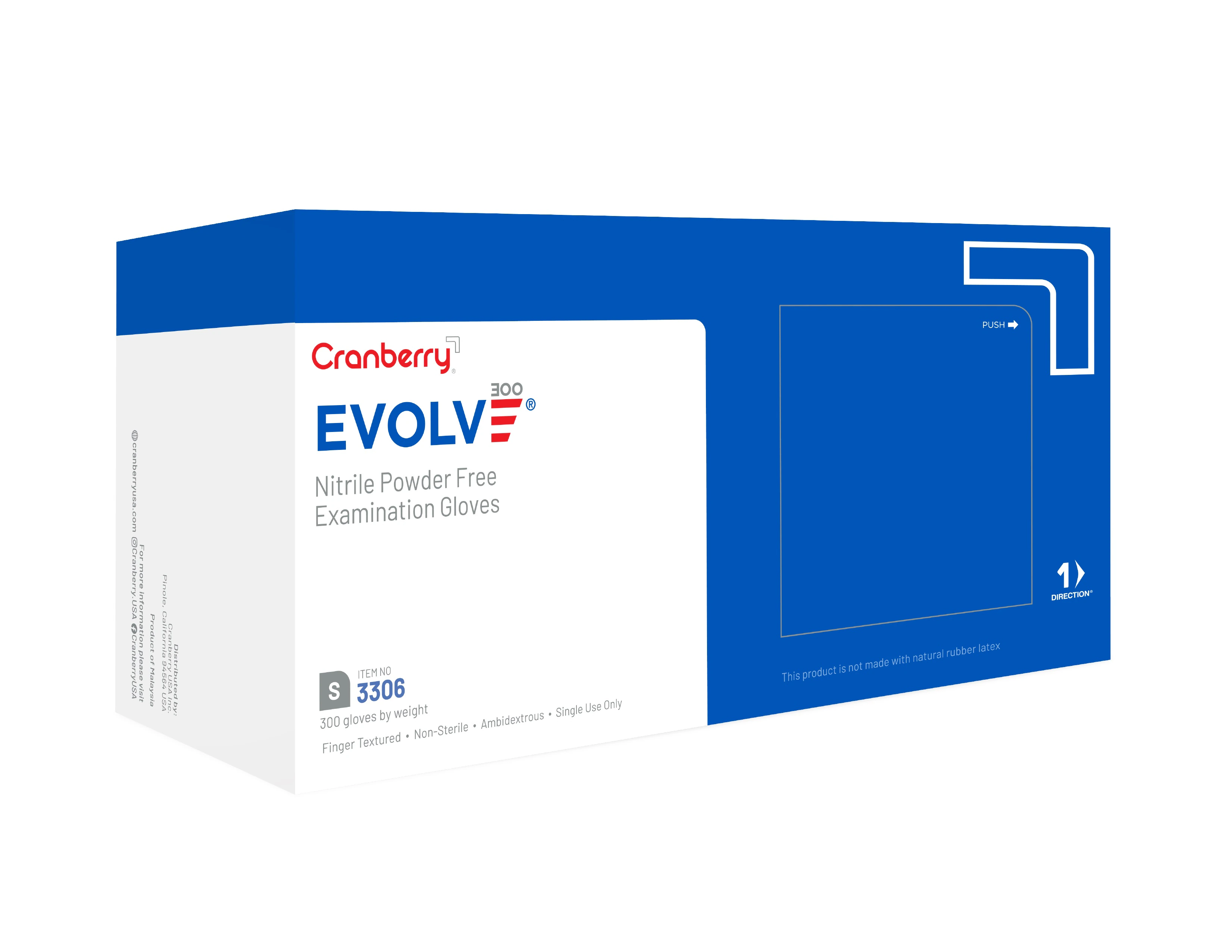 Cranberry Evolve 300 Nitrile Examination Gloves, Powder-Free, Non-Sterile, Small, Royal Blue, 300/Box, CR3306 thumbnail 3