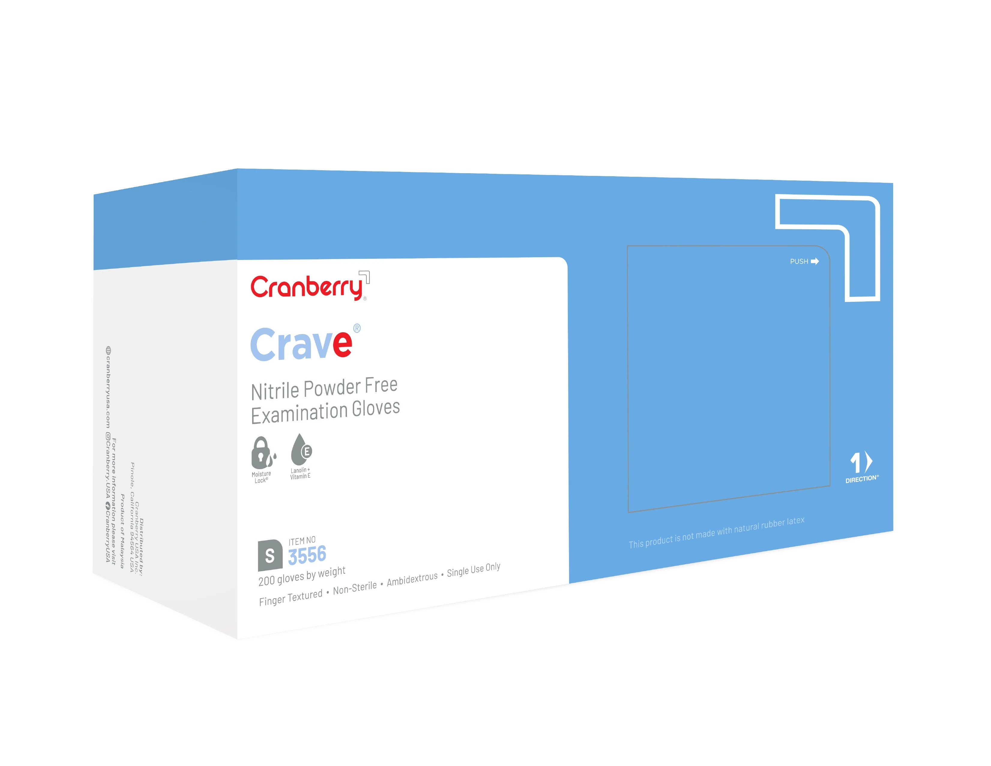 Crave Nitrile Examination Gloves, Powder-Free, Small, Ice Blue, 200/Box, CR3556 thumbnail 2