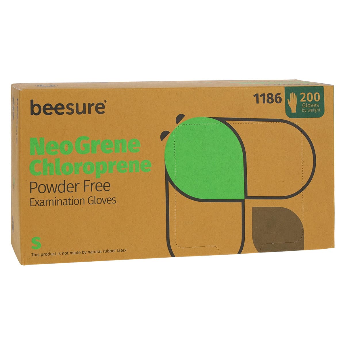 BeeSure NeoGrene Chloroprene Powder-Free Exam Gloves, Small, Green, 200/Box, BE1186 thumbnail 5