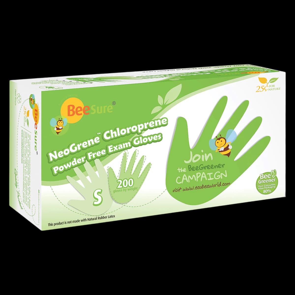 BeeSure NeoGrene Chloroprene Powder-Free Exam Gloves, Small, Green, 200/Box, BE1186 thumbnail 3