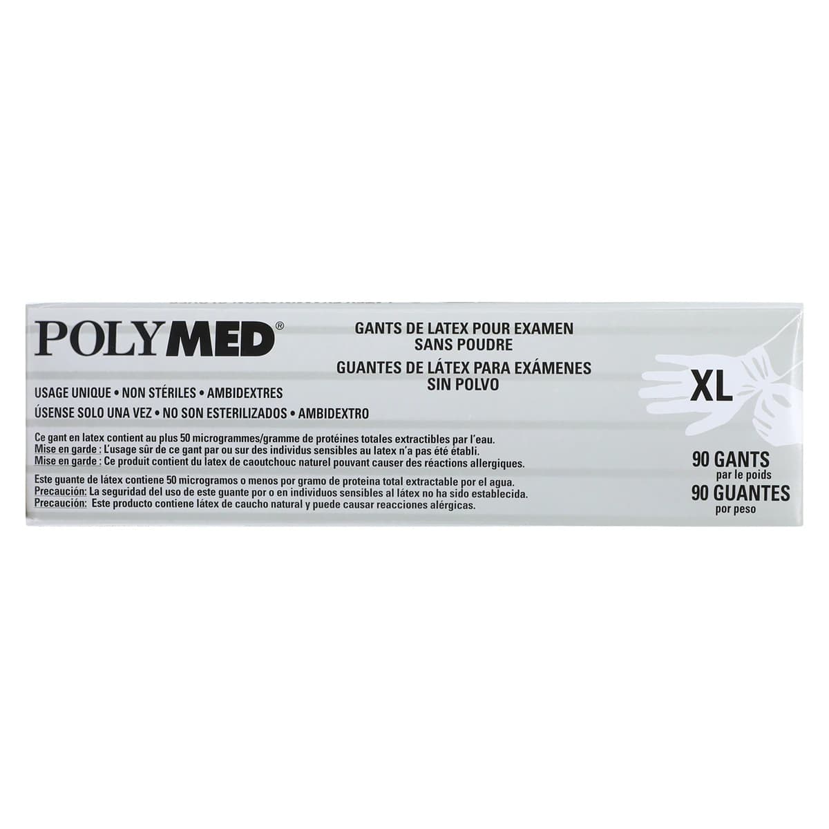 Ventyv Polymed Powder-Free Latex Exam Gloves, X-Large, Natural White, 90/Bx, PM105 thumbnail 2