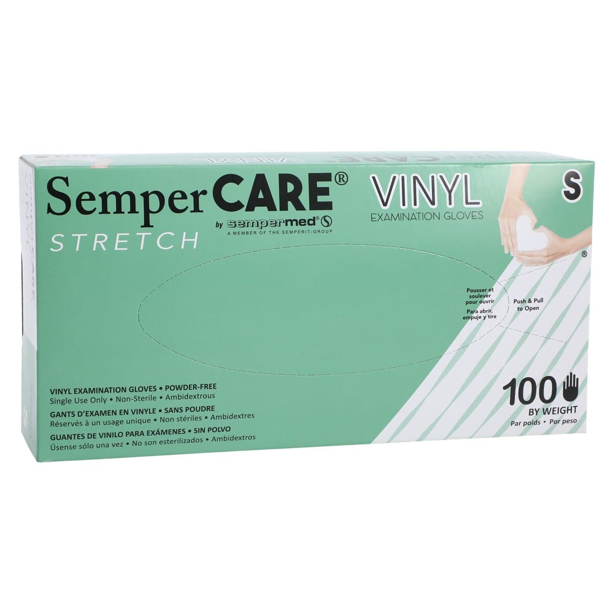 SemperCare® Stretch Vinyl Exam Gloves, Powder-Free, Latex-Free, Smooth, Small, Cream, 100/Box, SCVNP102 thumbnail 4