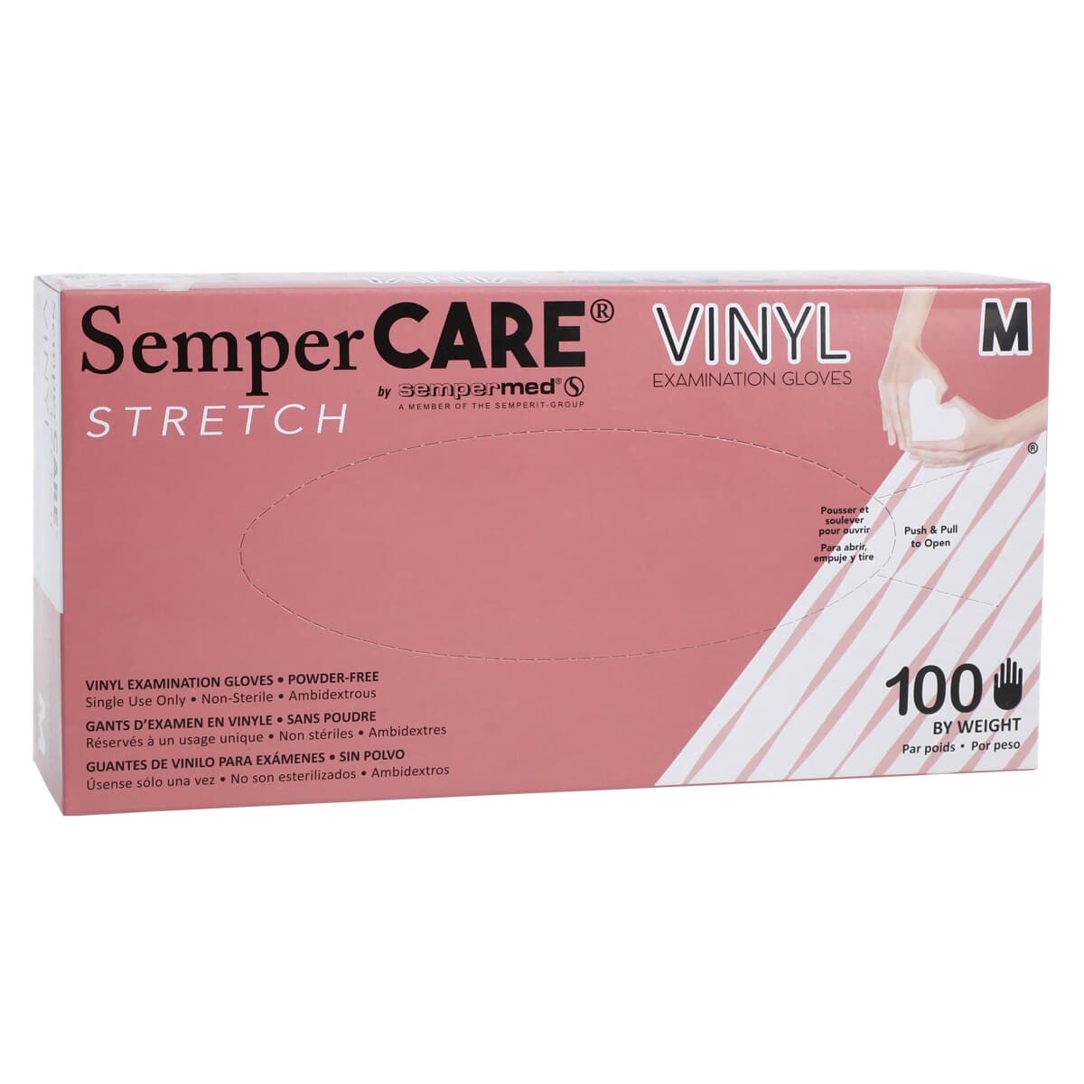 SemperCare® Stretch Vinyl Exam Gloves, Powder Free, Non-Sterile, Medium, White/Cream, 100/Box, SCVNP103 thumbnail 4