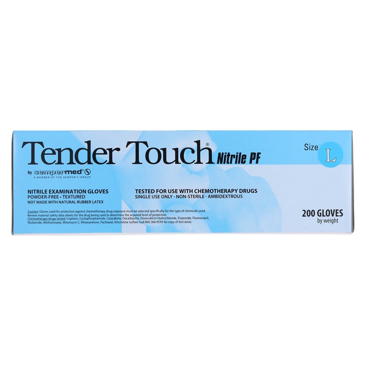 Sempermed Tender Touch Nitrile Exam Gloves, Powder-Free, Textured Fingertips, Large, Violet Blue, 200/Box, TTNF204 thumbnail 6