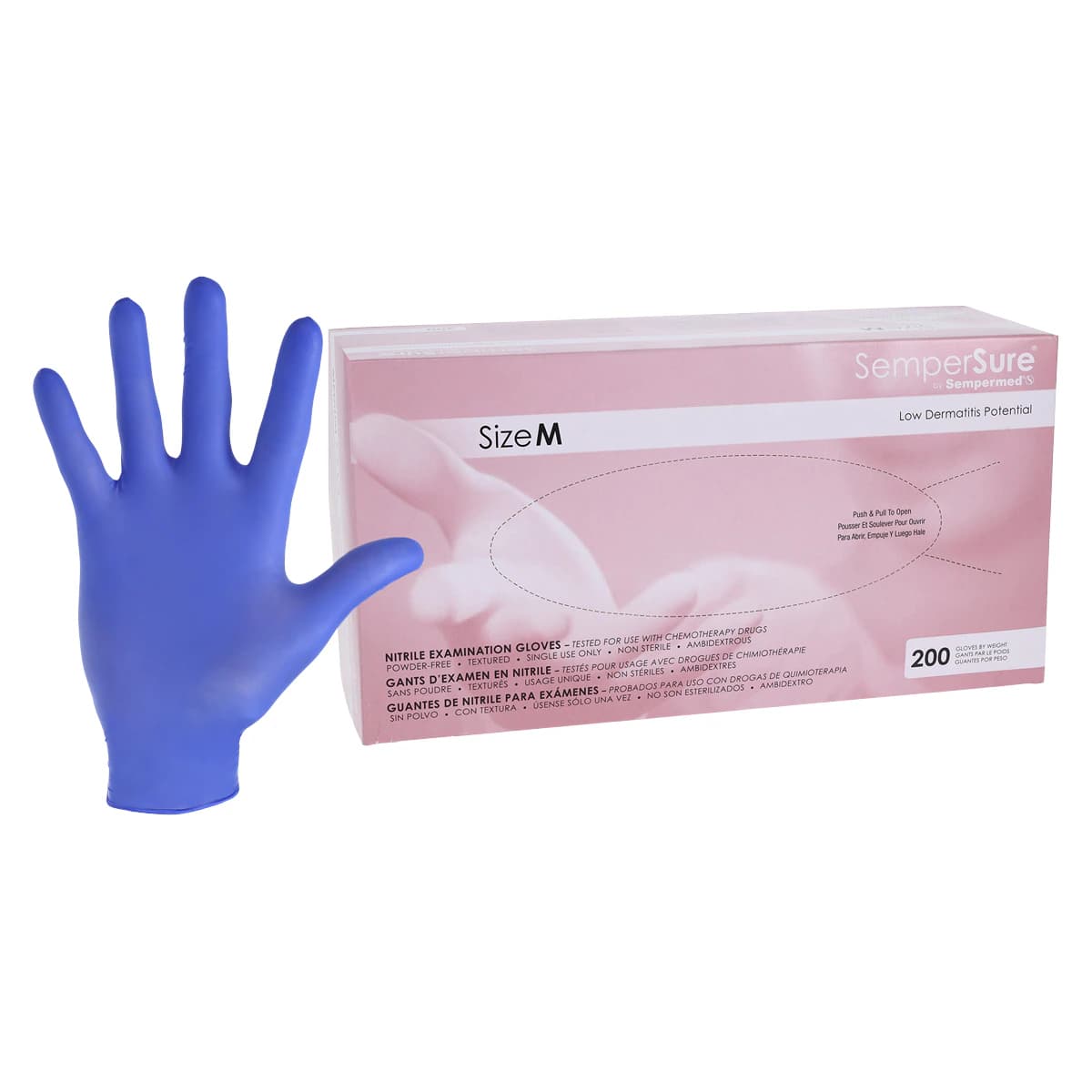 SemperSure™ Nitrile Exam Gloves, Powder-Free, Non-Sterile, Medium, Violet, 200/Box thumbnail 2