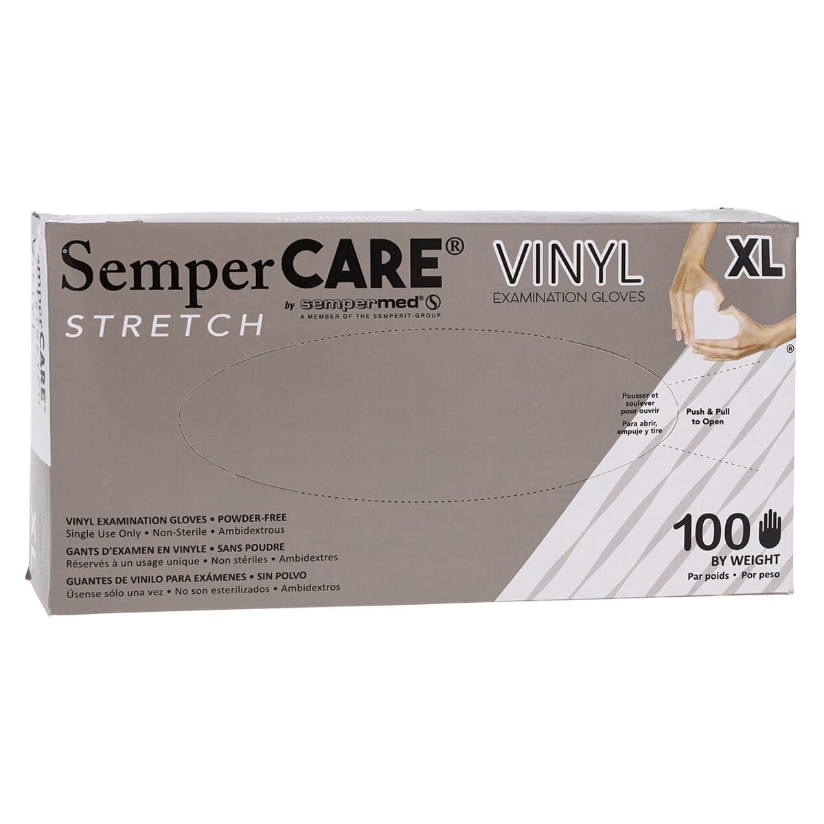 SemperCare Stretch Vinyl Exam Gloves, Powder-Free, Smooth, Cream, X-Large, SCVNP105 thumbnail 4