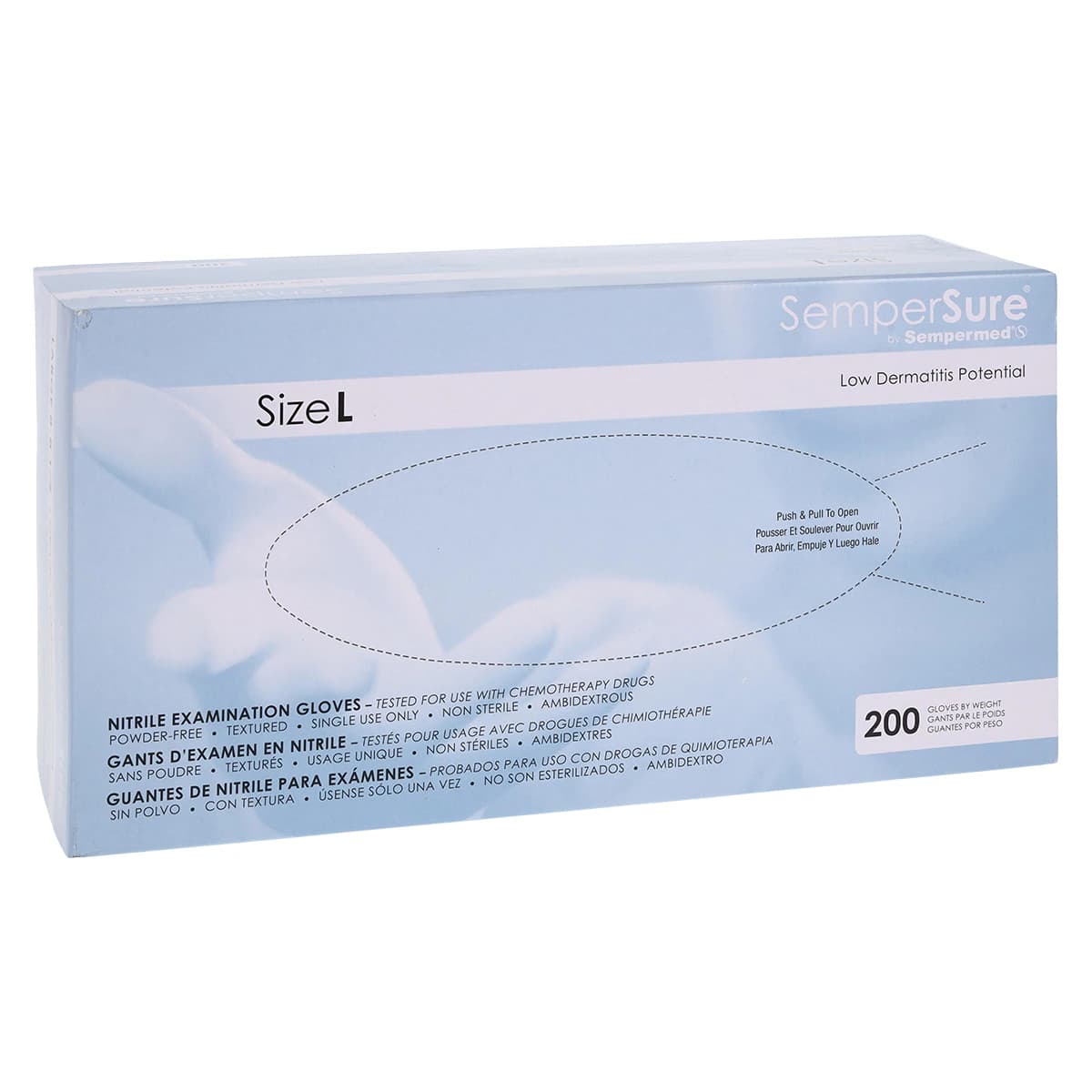 SemperSure Nitrile Exam Gloves, Powder Free, Textured, Non-Sterile, Large, Cobalt Blue, 200/Box thumbnail 4