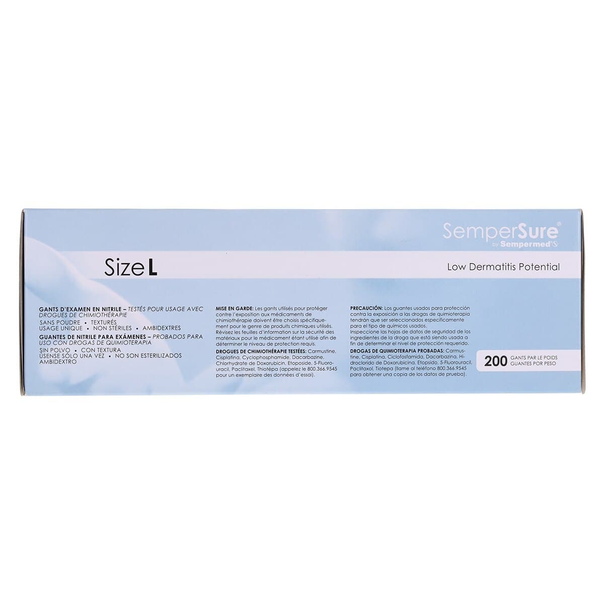 SemperSure Nitrile Exam Gloves, Powder Free, Textured, Non-Sterile, Large, Cobalt Blue, 200/Box thumbnail 5