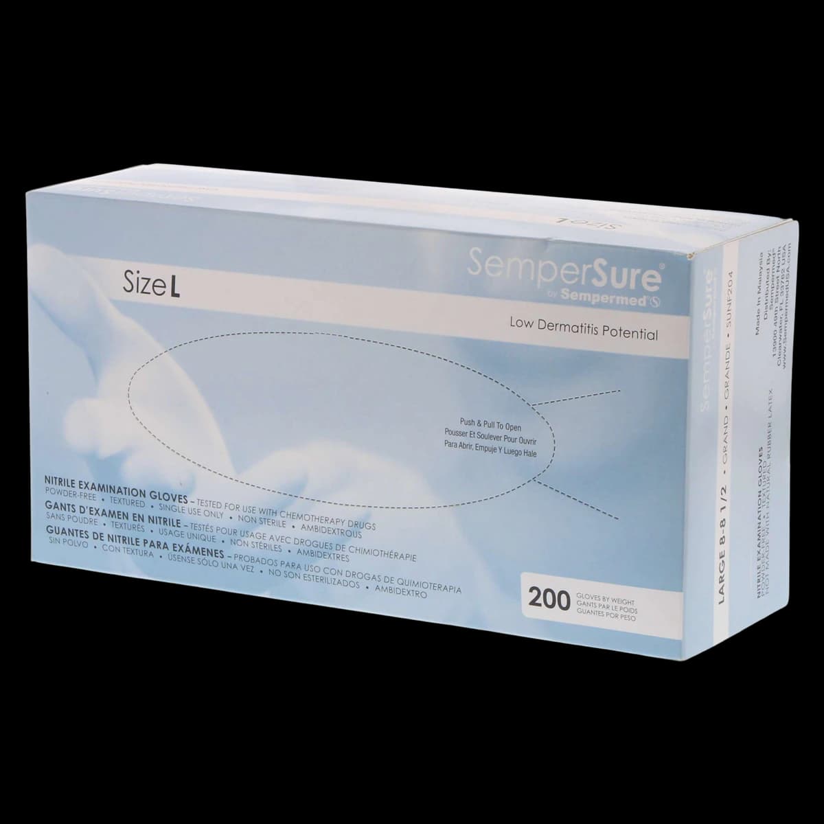 SemperSure Nitrile Exam Gloves, Powder Free, Textured, Non-Sterile, Large, Cobalt Blue, 200/Box - Sempersure PF Nitrile Glove - Image 1