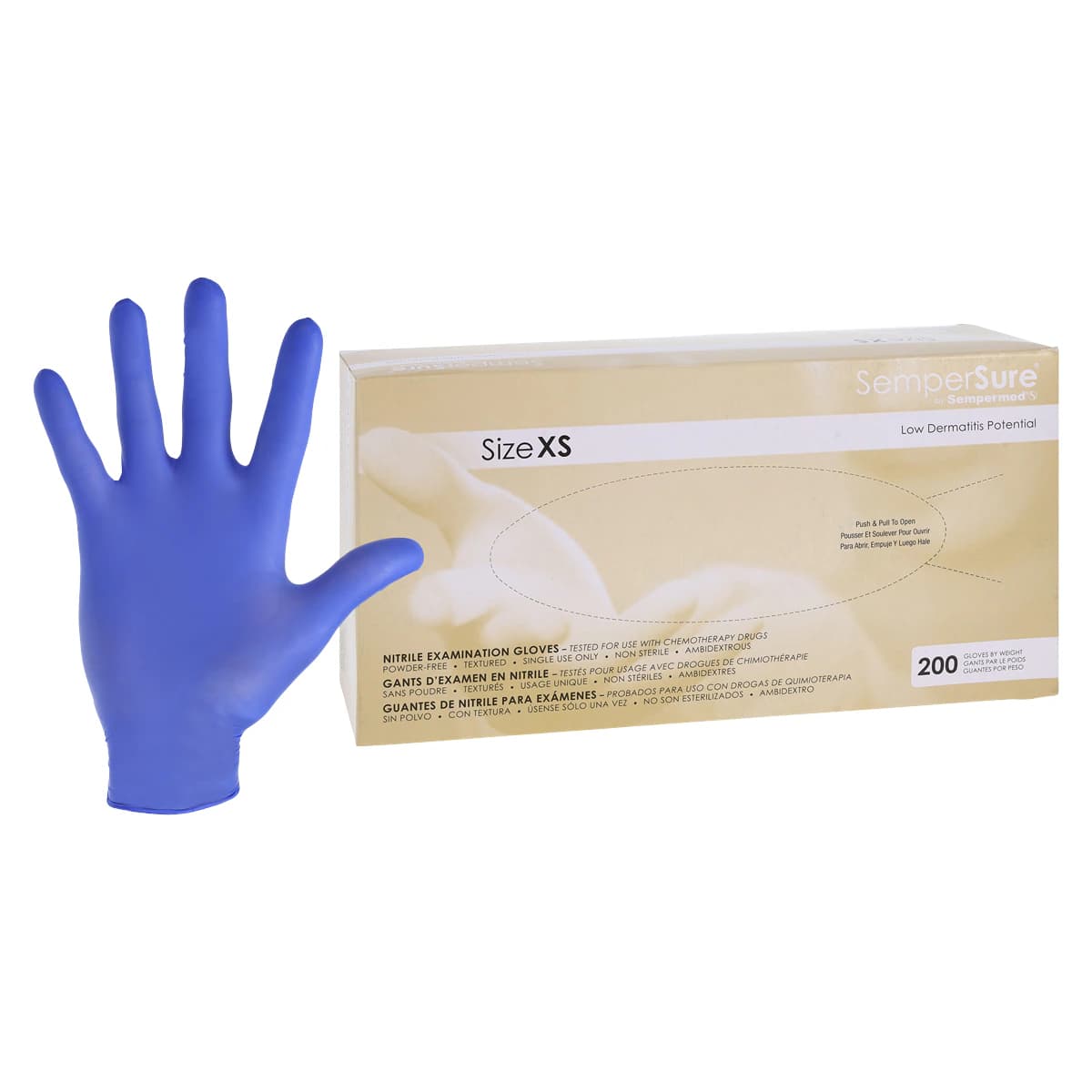 SemperSure Tender Touch Nitrile Exam Gloves, Powder Free, Non-Sterile, X-Small, Violet, 200/Box thumbnail 2