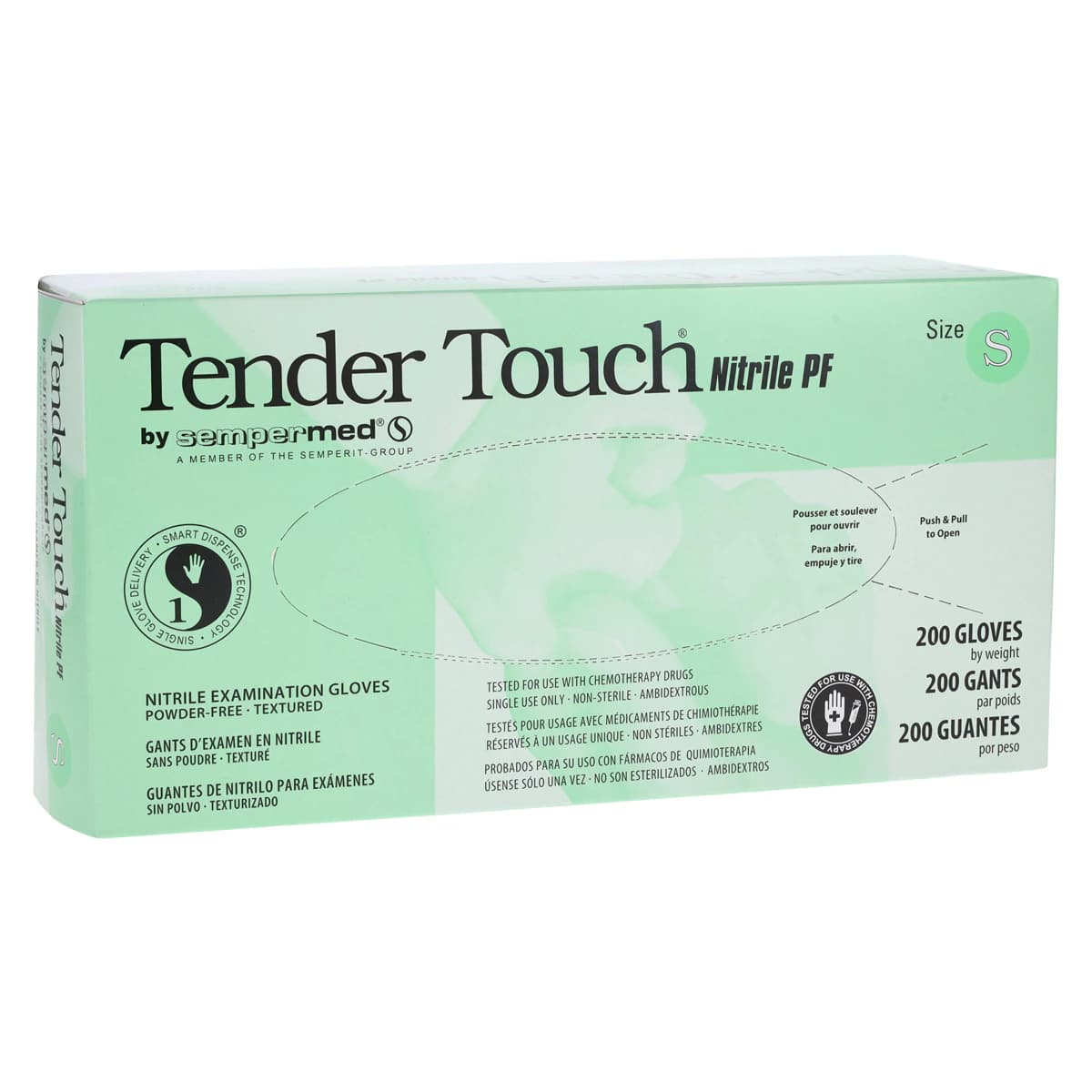 Sempermed Tender Touch Nitrile Exam Gloves, Small, Powder-Free, Textured Fingertips, Violet Blue, 200/Box, TTNF202 thumbnail 4