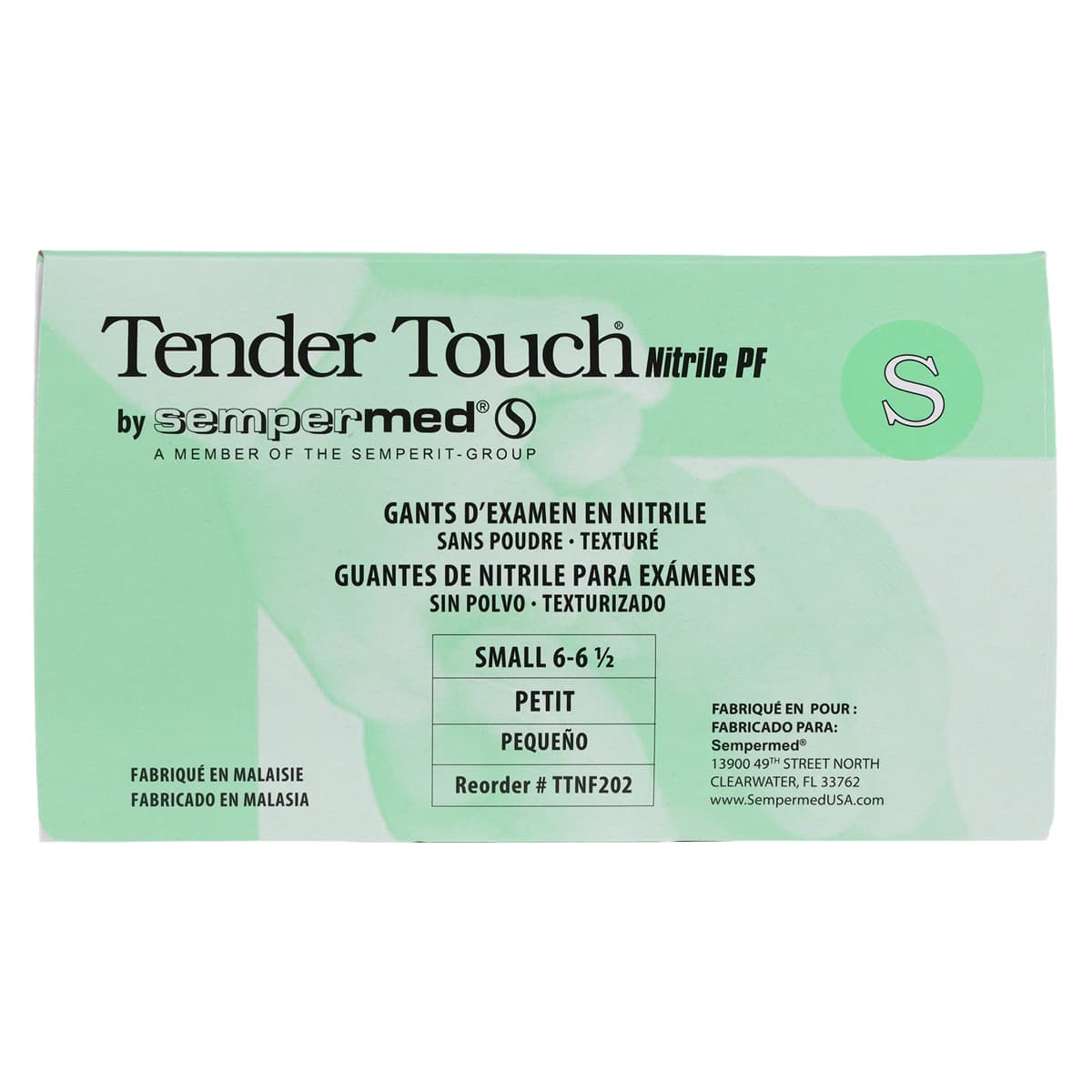 Sempermed Tender Touch Nitrile Exam Gloves, Small, Powder-Free, Textured Fingertips, Violet Blue, 200/Box, TTNF202 thumbnail 8