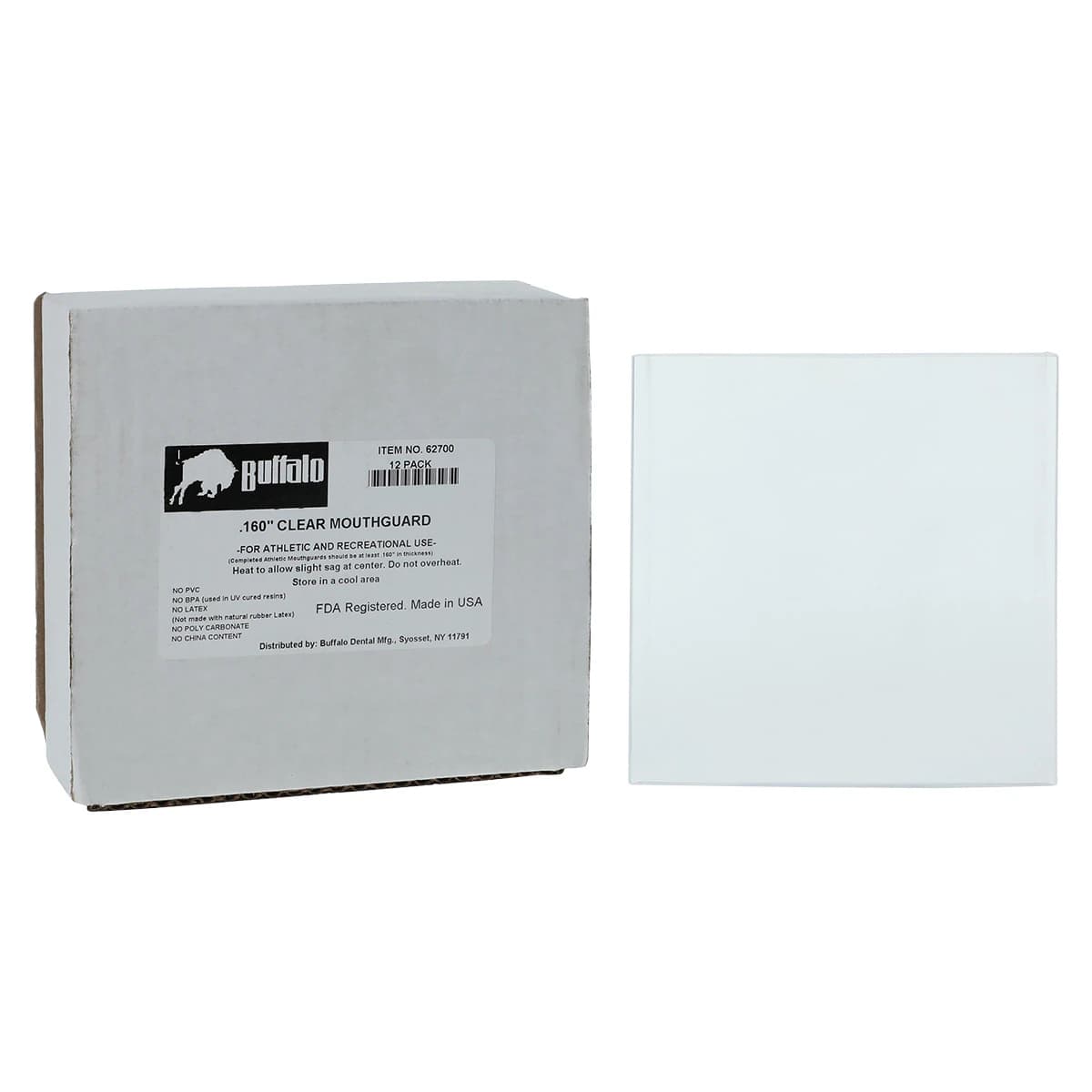 Buffalo Dental Mouthguard Material, Clear EVA Sheets, 0.160" x 5" x 5", Box of 12, 62700 thumbnail 2