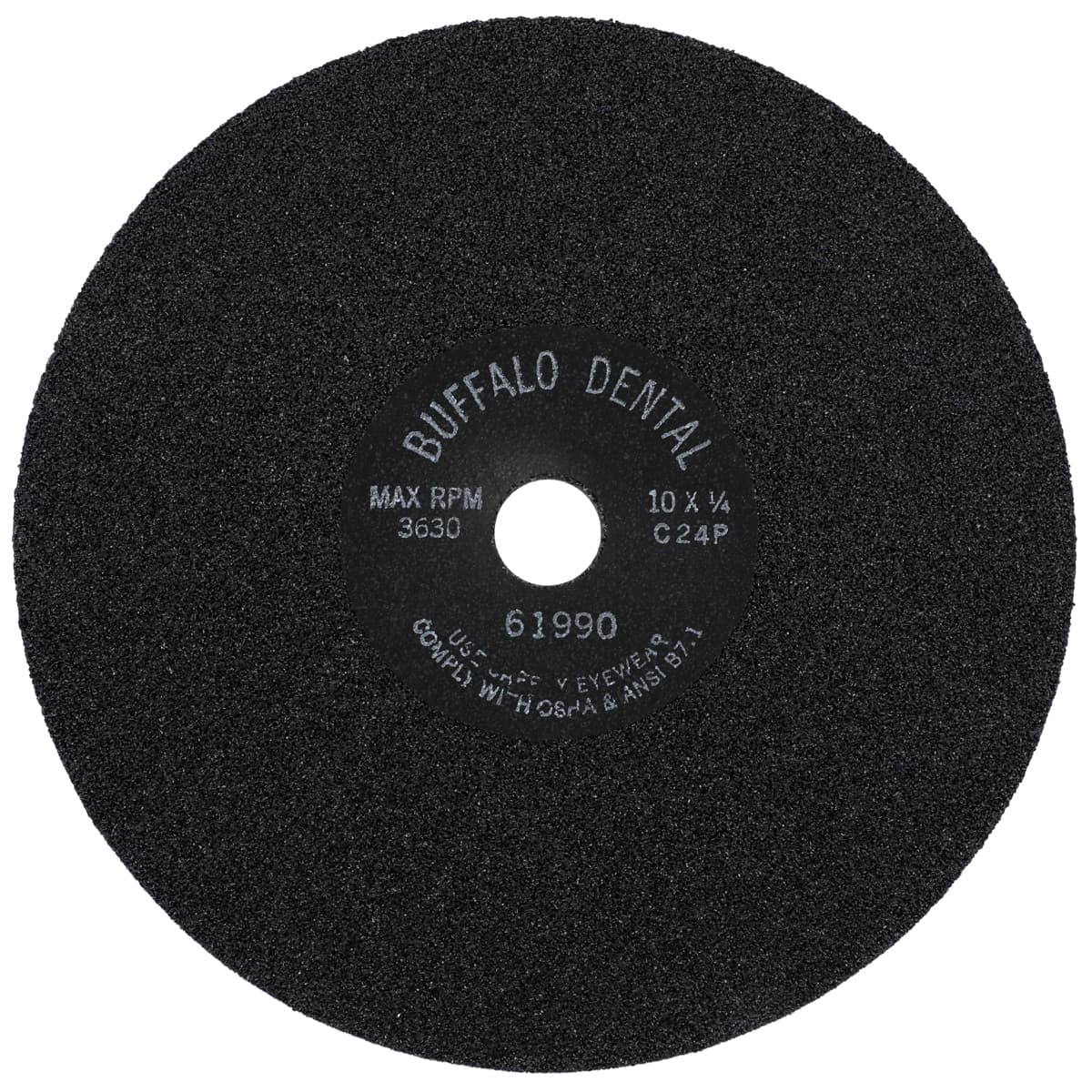 Buffalo Dental Carborundum Model Trimming Wheel, 10" Diameter, Coarse Grit (No. 24), 1" Center Hole, 61990 - Carborundum Trimming Wheel - Image 1